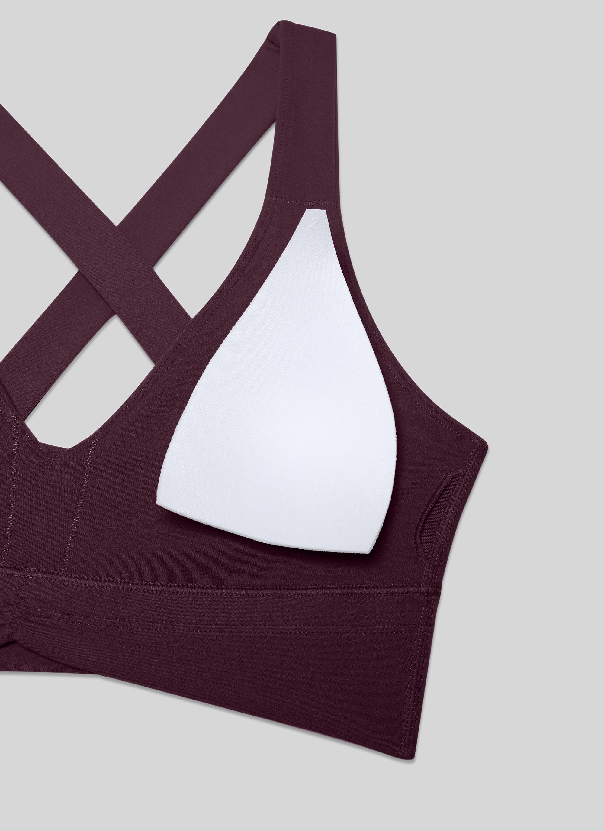 CRZ YOGA Damen Butterluxe Gerüscht V-Ausschnitt Longline Sports BH Dunkellila