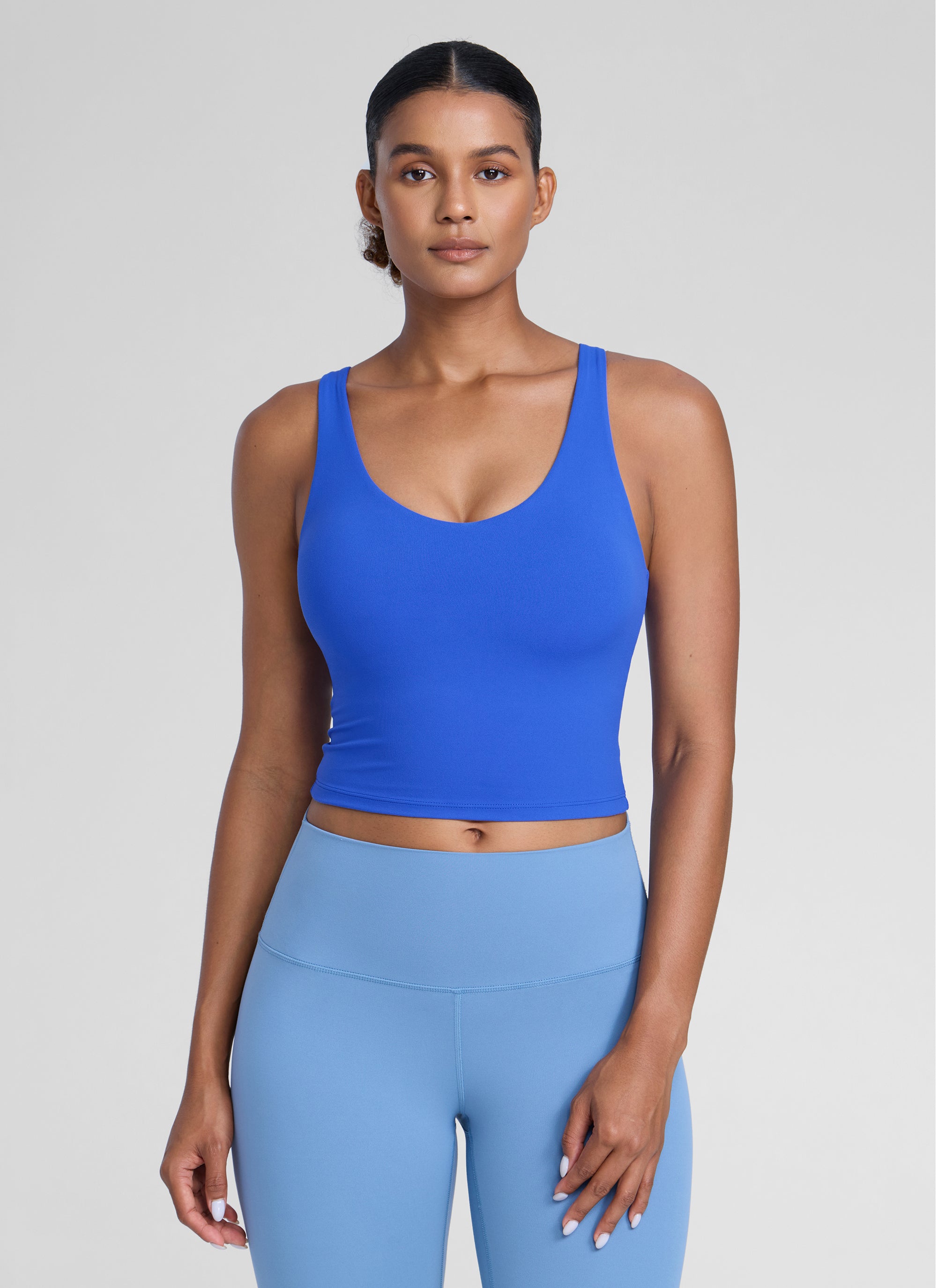 CRZ YOGA Womens Butterlift Racerback U Neck Yoga Built in Bra Tank Königlich