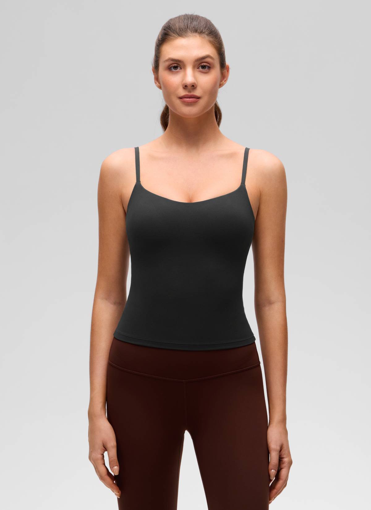 CRZ YOGA Damen Butterluxe Mold Geformter Becher Crop Tank Top Schwarz
