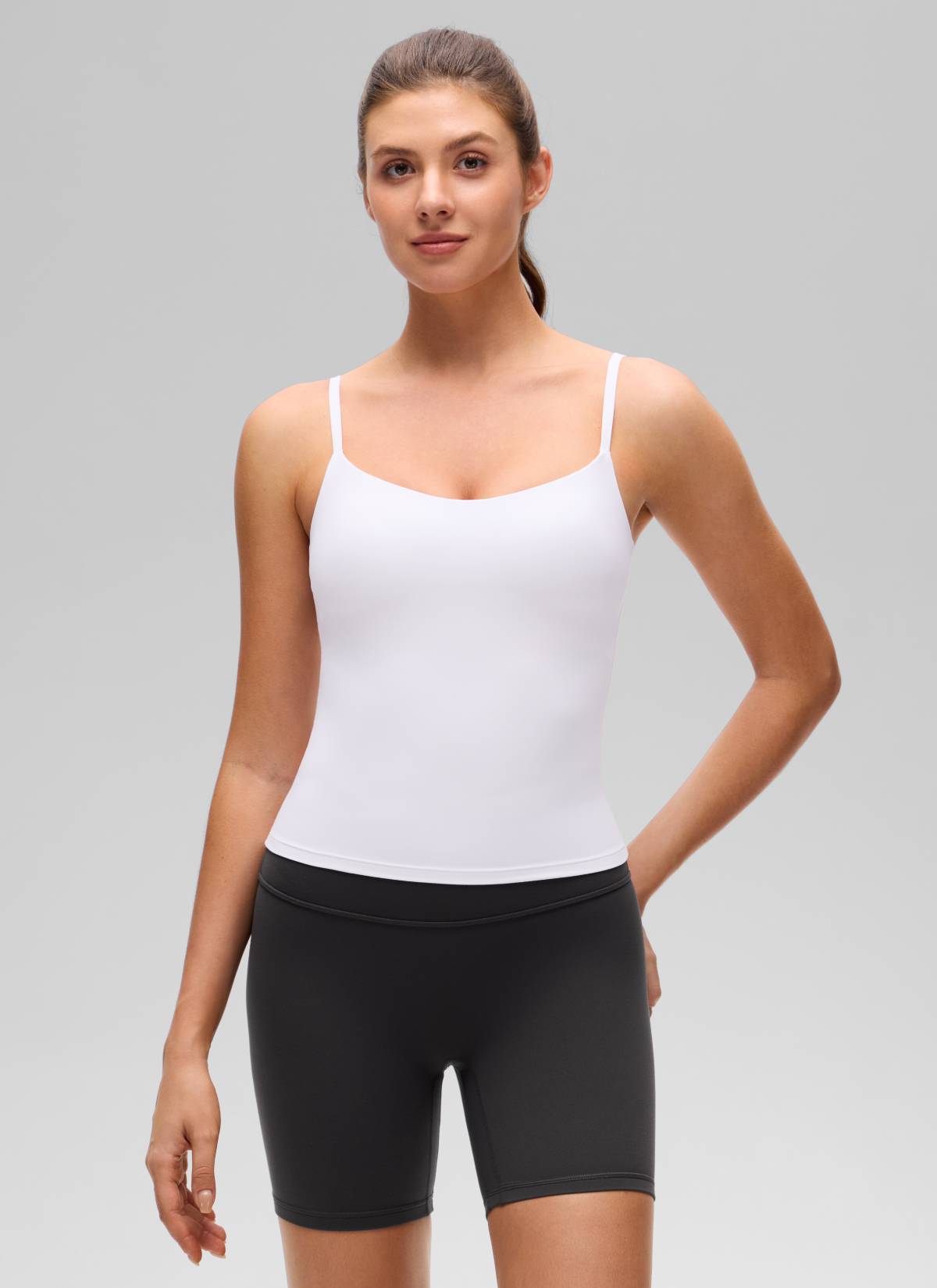 CRZ YOGA Damen Butterluxe Mold Geformter Becher Crop Tank Top Weiss