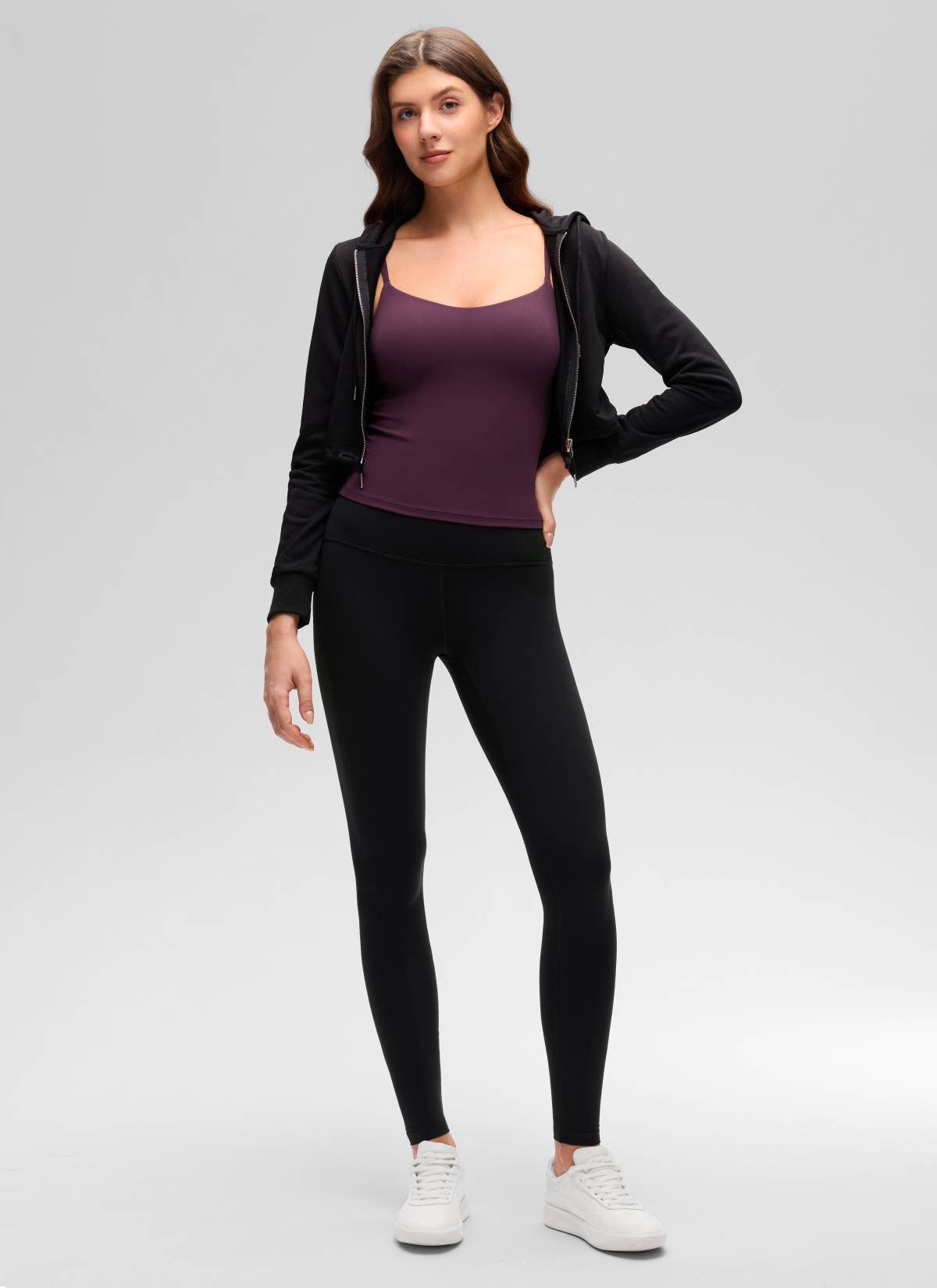 CRZ YOGA Damen Butterluxe Mold Geformter Becher Crop Tank Top Dunkellila