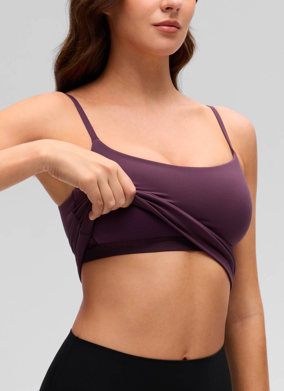 CRZ YOGA Damen Butterluxe Mold Geformter Becher Crop Tank Top Dunkellila