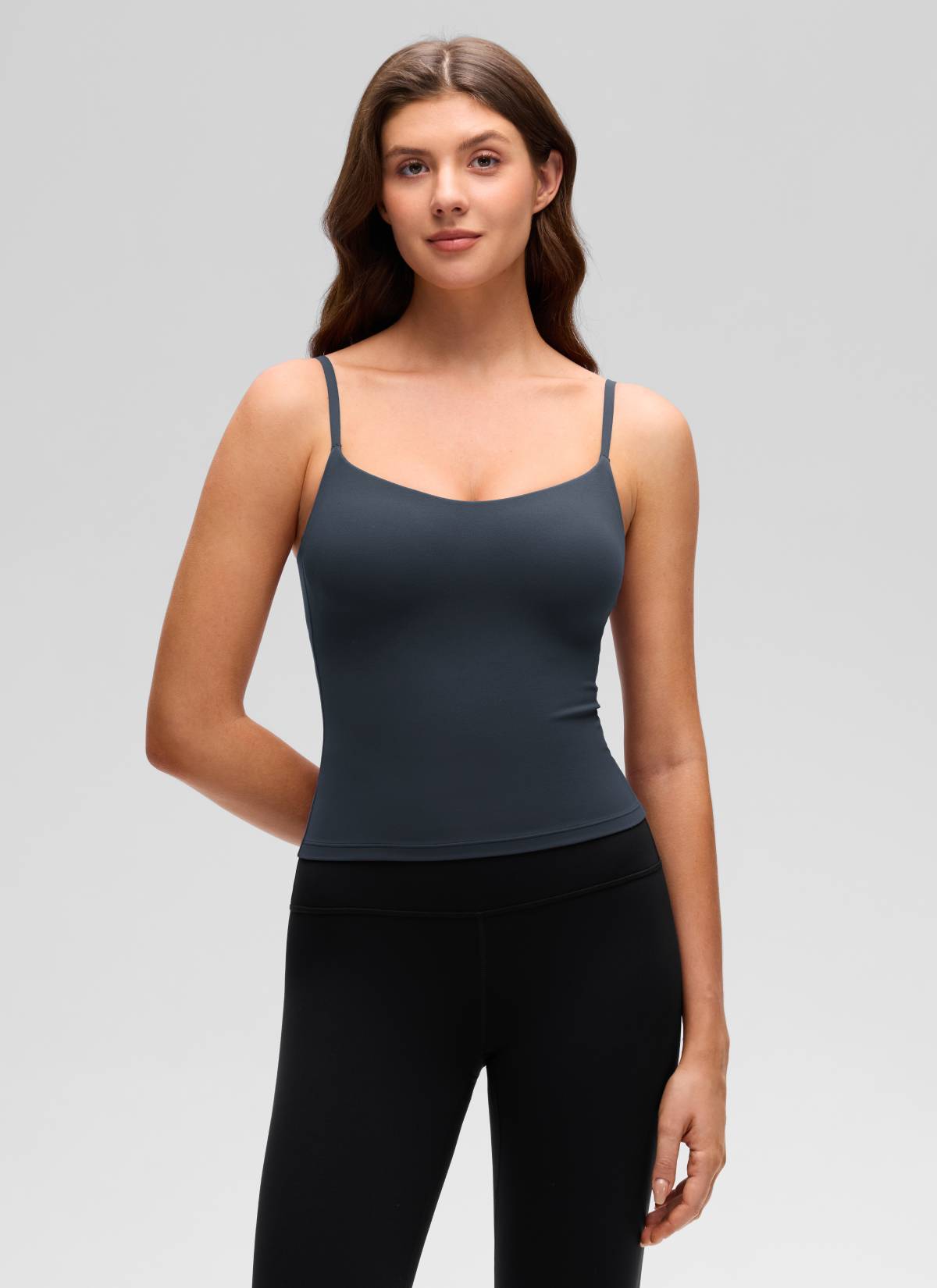 CRZ YOGA Damen Butterluxe Mold Geformter Becher Crop Tank Top Echte Marine