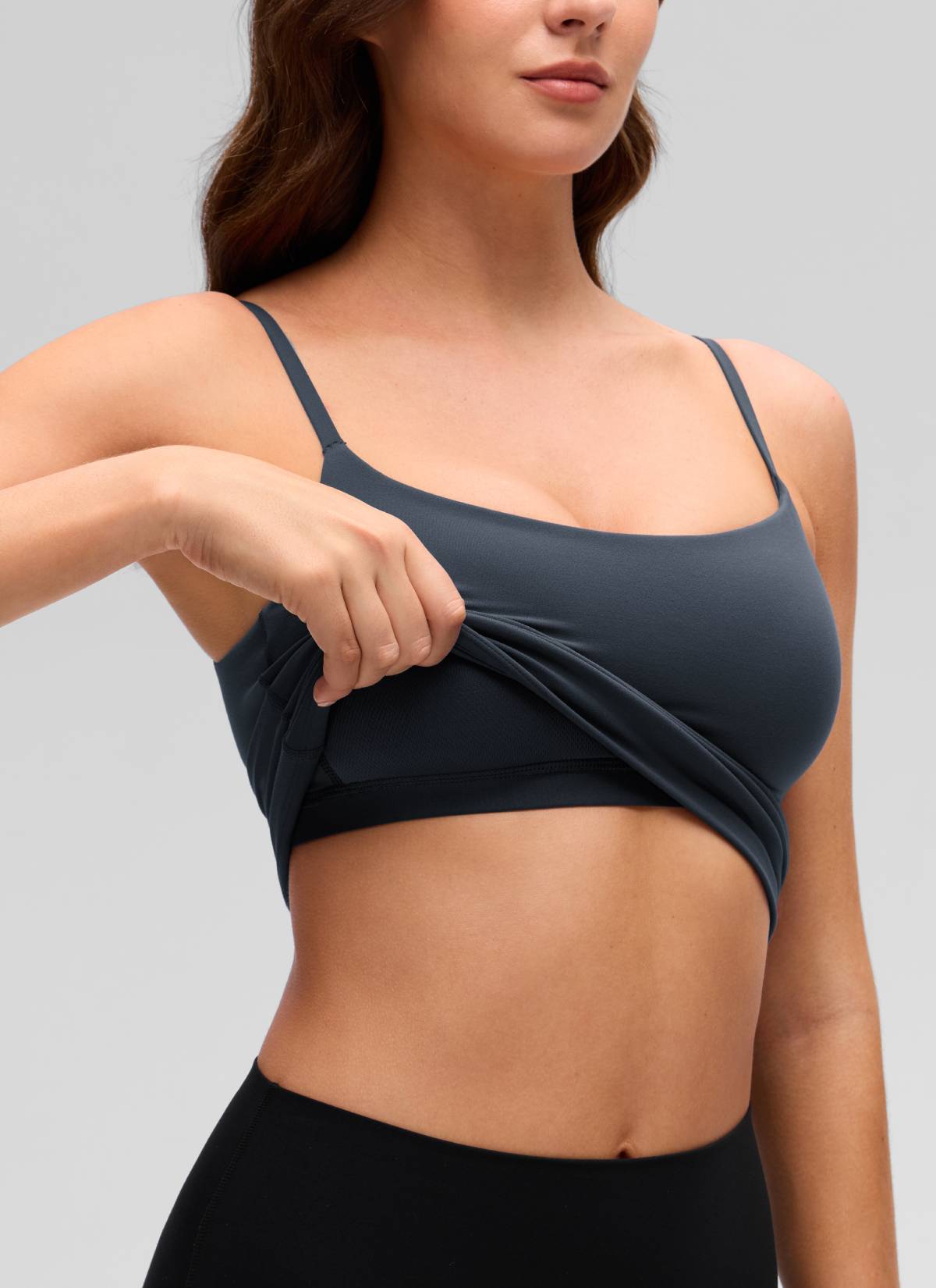 CRZ YOGA Damen Butterluxe Mold Geformter Becher Crop Tank Top Echte Marine