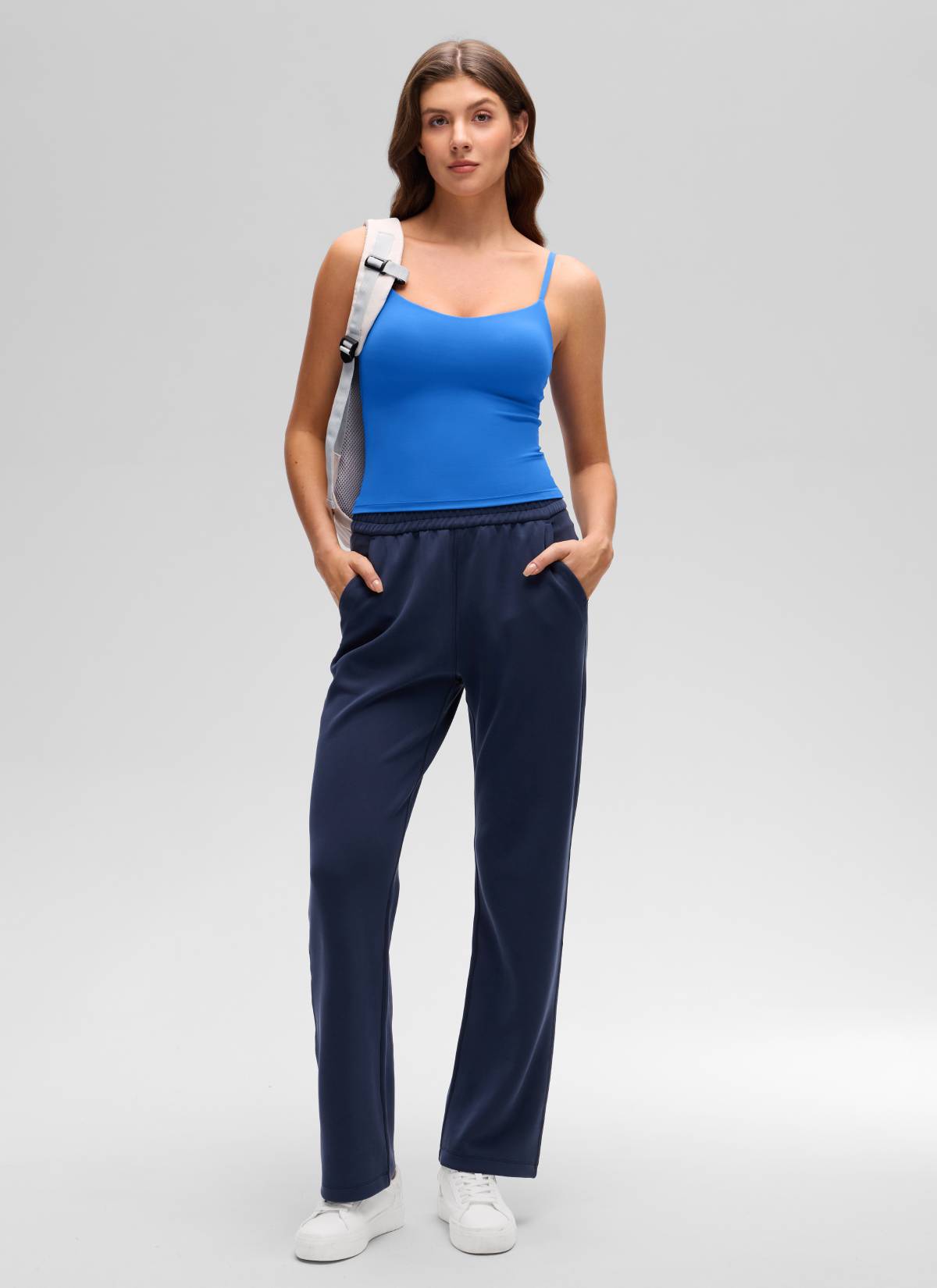 CRZ YOGA Damen Butterluxe Mold Geformter Becher Crop Tank Top Funkelndes Blau