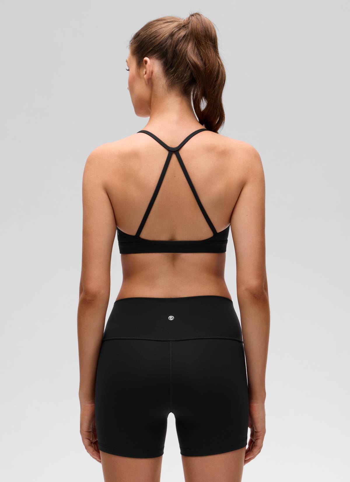 CRZ YOGA Damen Butterluxe Kreuz Zurück Spaghettiträge Sport-BHs Schwarz