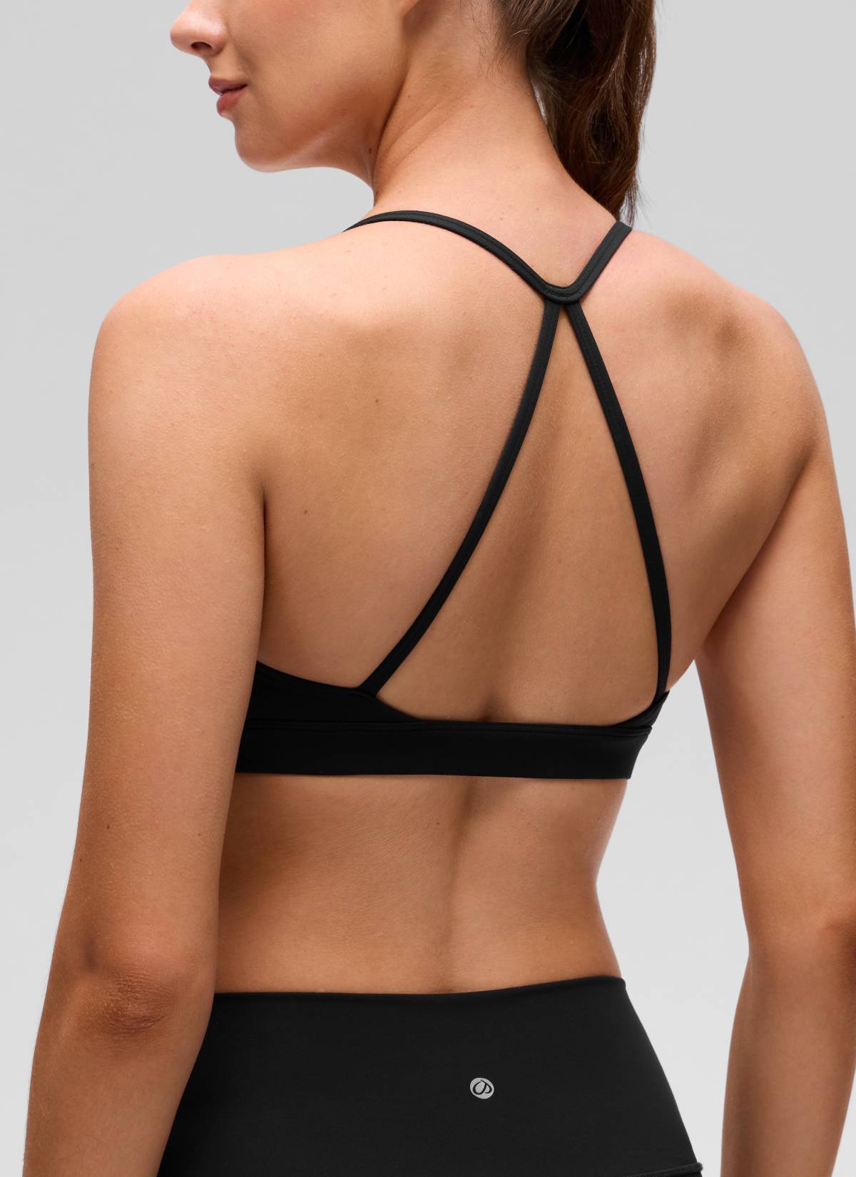 CRZ YOGA Damen Butterluxe Kreuz Zurück Spaghettiträge Sport-BHs Schwarz