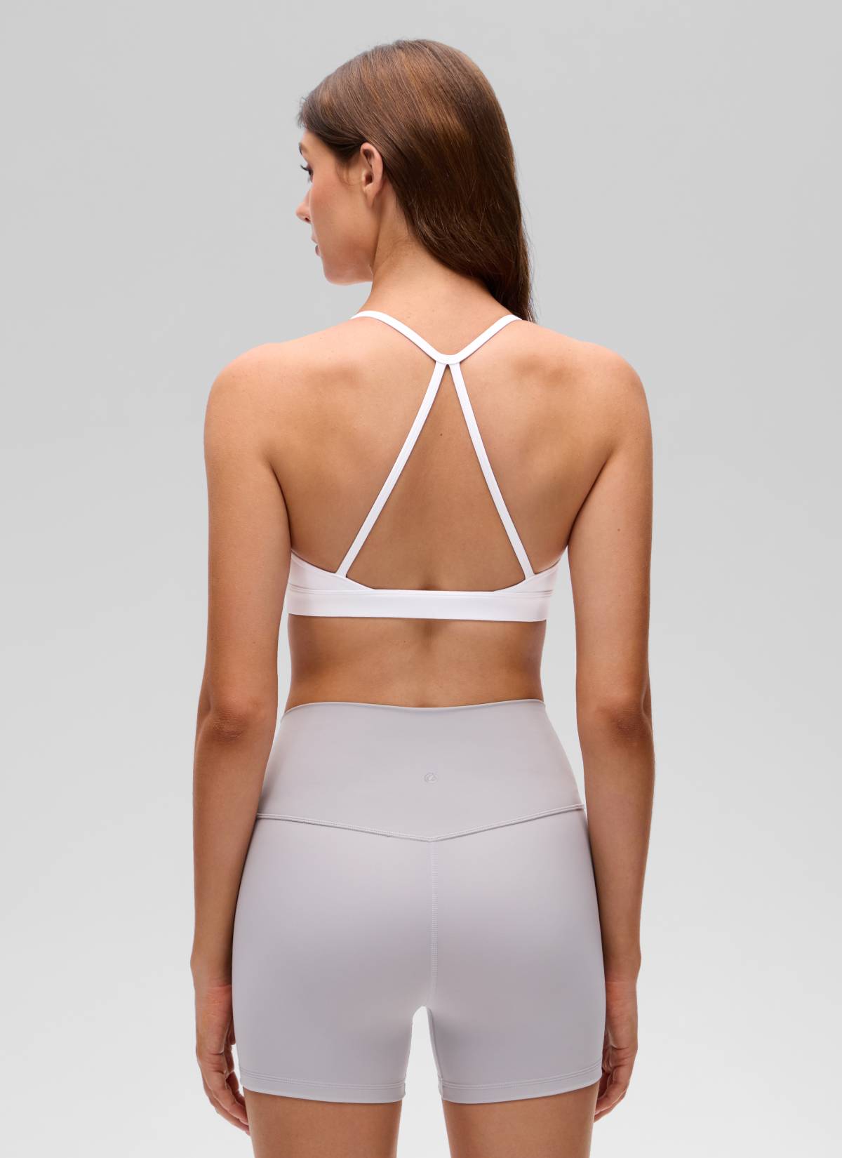 CRZ YOGA Damen Butterluxe Kreuz Zurück Spaghettiträge Sport-BHs Weiss