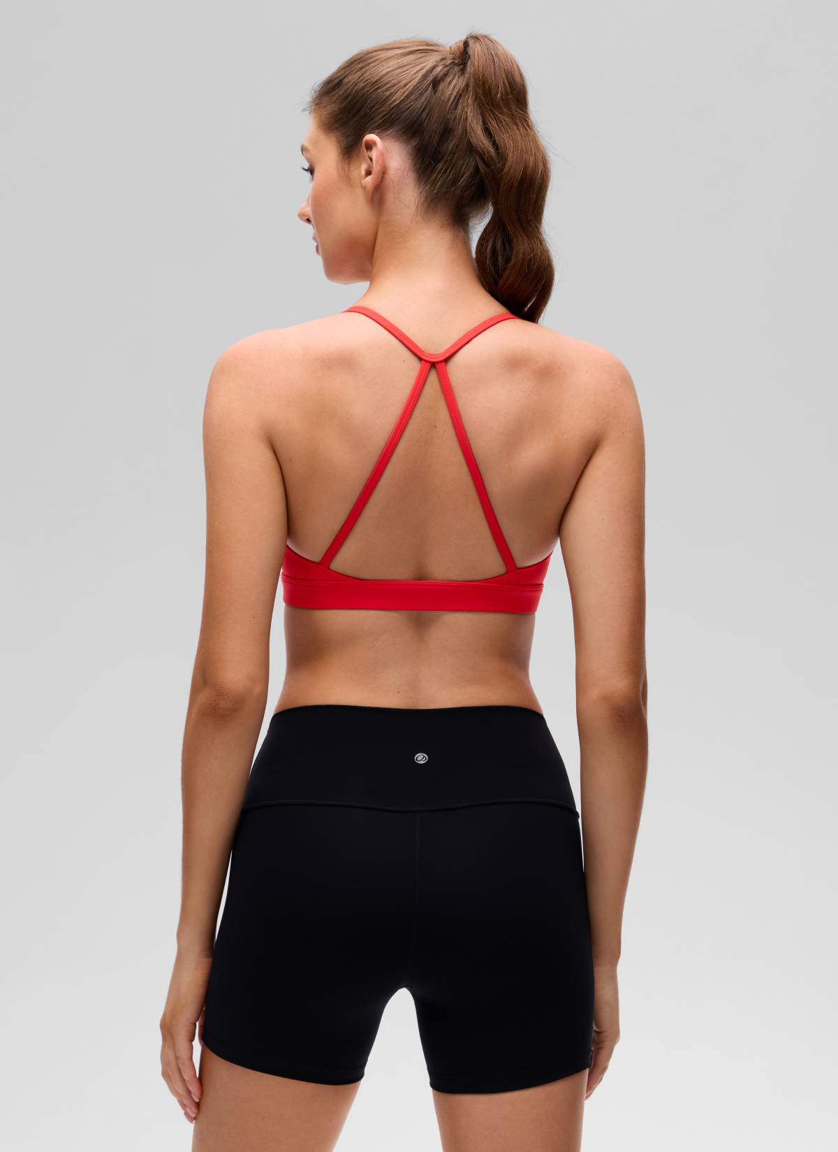 CRZ YOGA Damen Butterluxe Kreuz Zurück Spaghettiträge Sport-BHs Tiefrot