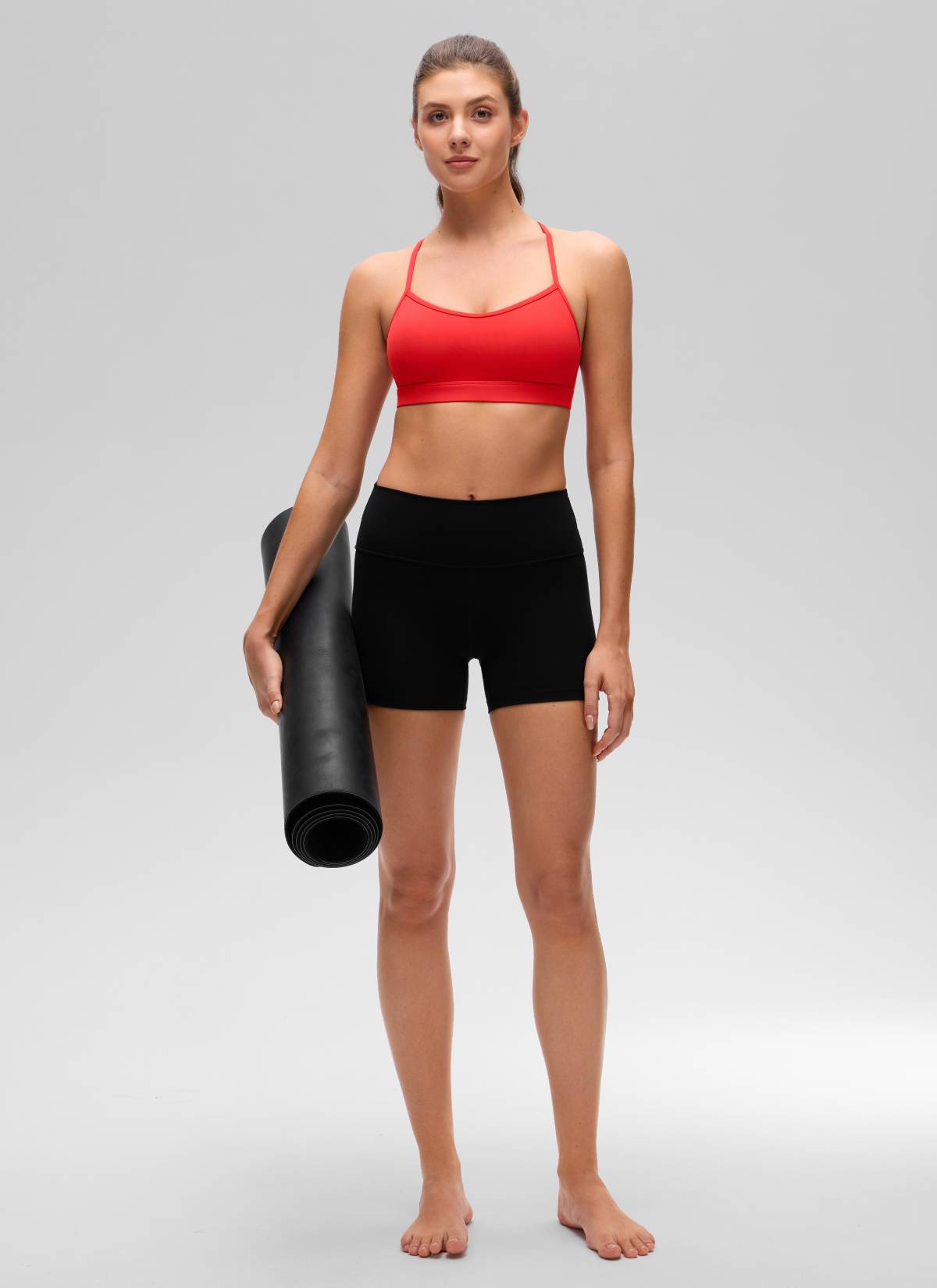 CRZ YOGA Damen Butterluxe Kreuz Zurück Spaghettiträge Sport-BHs Tiefrot