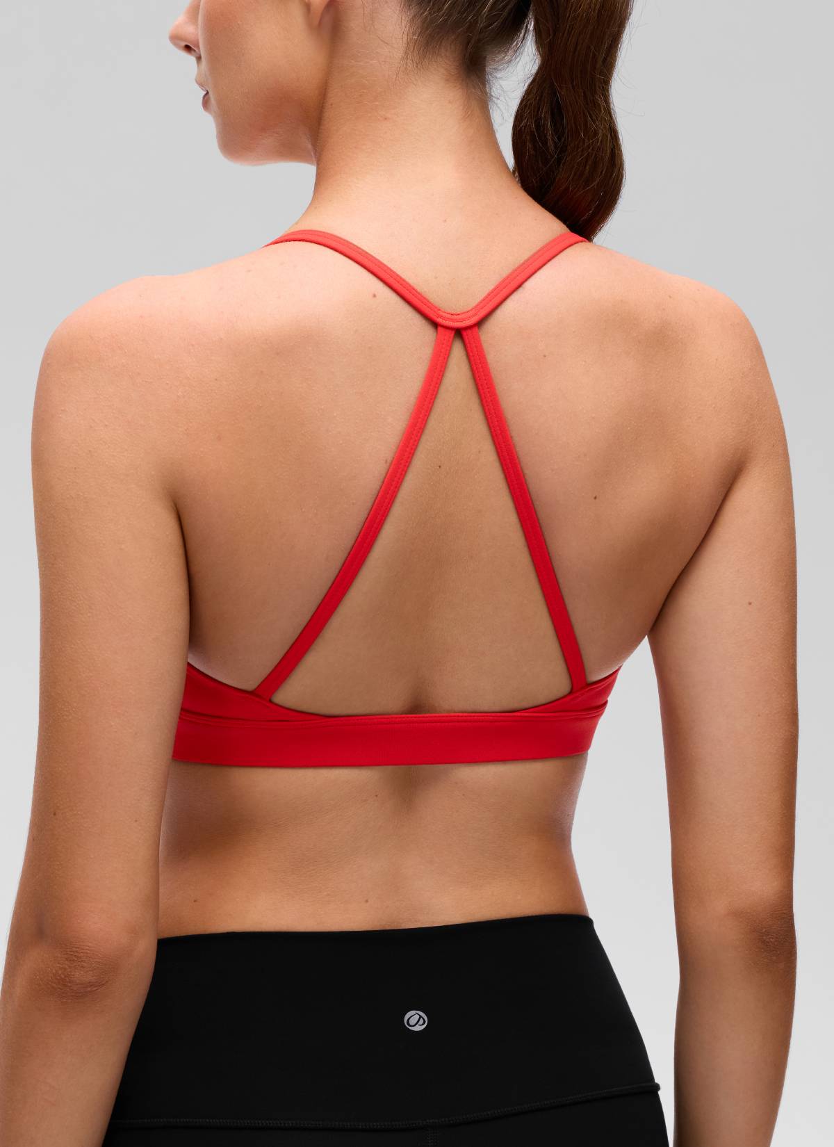 CRZ YOGA Damen Butterluxe Kreuz Zurück Spaghettiträge Sport-BHs Tiefrot