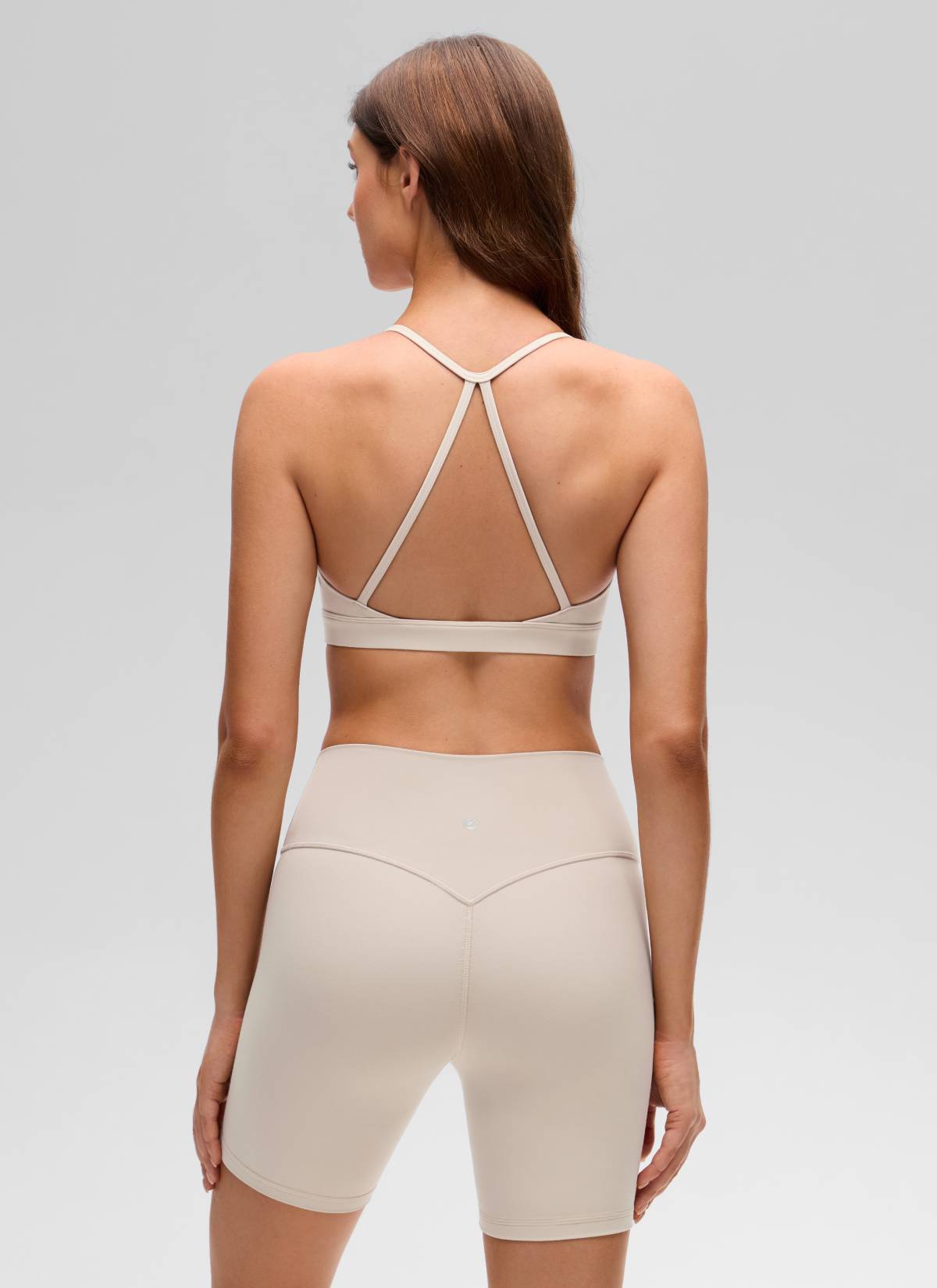 CRZ YOGA Damen Butterluxe Kreuz Zurück Spaghettiträge Sport-BHs Mojave-Braun