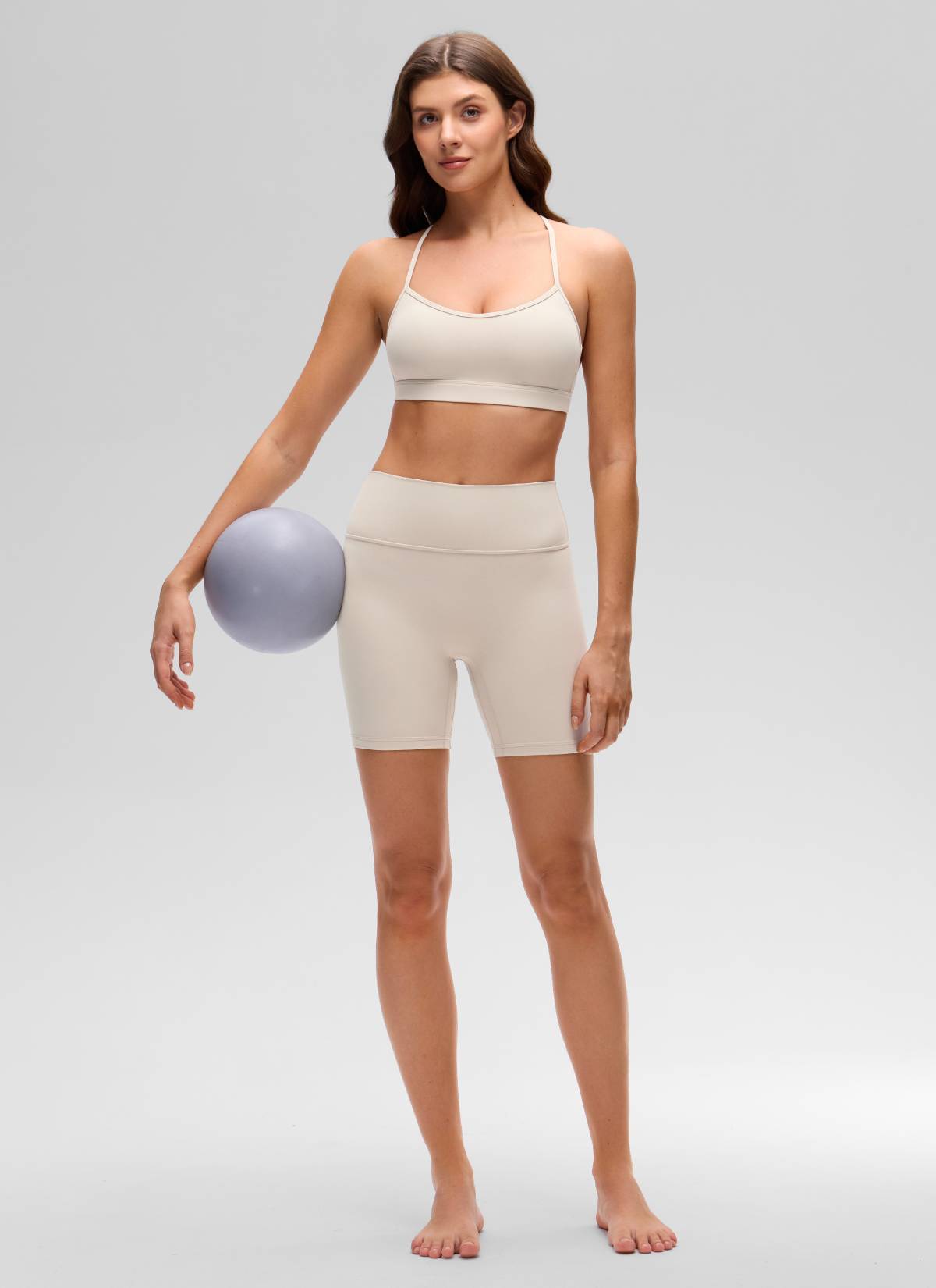 CRZ YOGA Damen Butterluxe Kreuz Zurück Spaghettiträge Sport-BHs Mojave-Braun