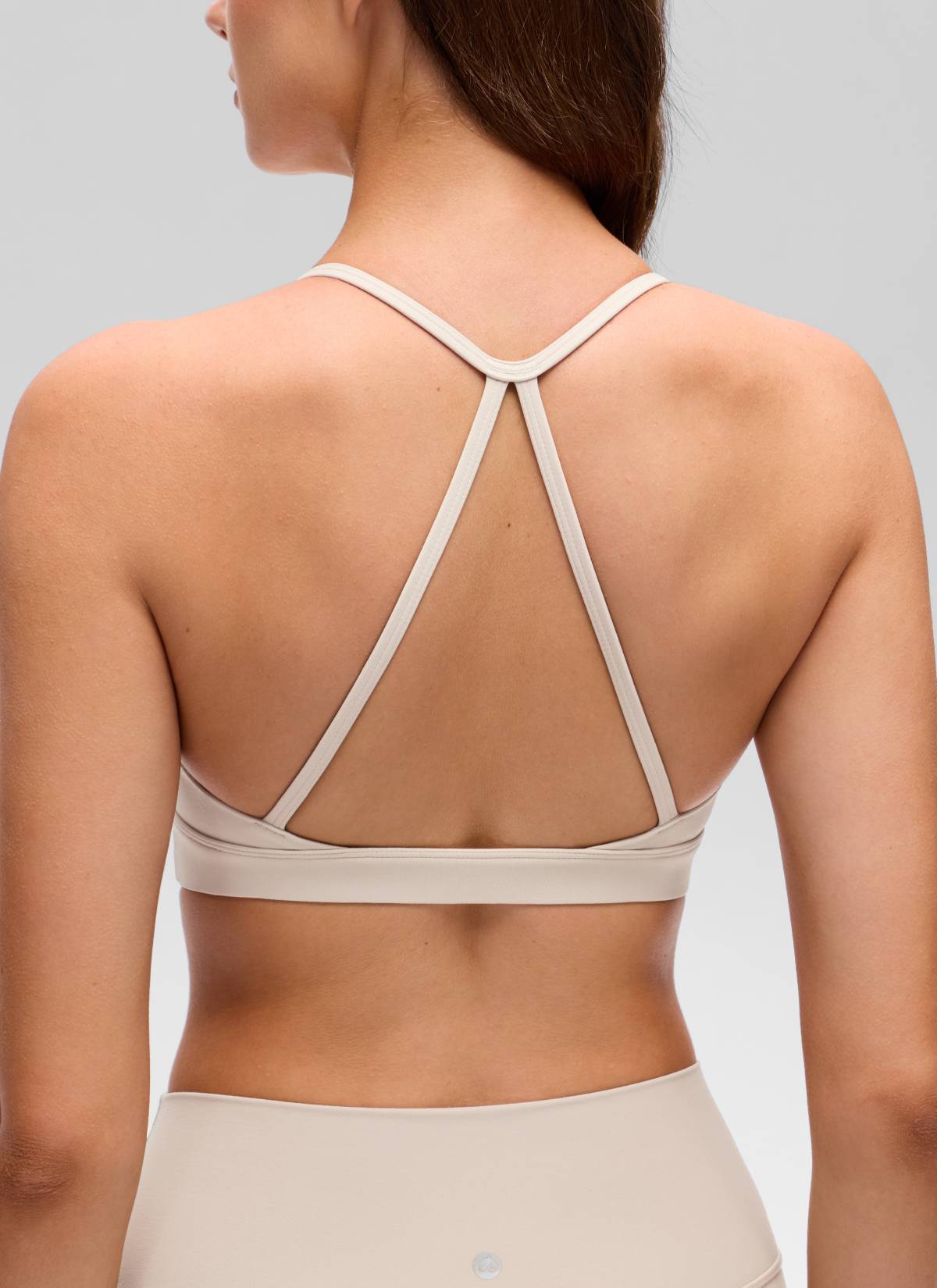 CRZ YOGA Damen Butterluxe Kreuz Zurück Spaghettiträge Sport-BHs Mojave-Braun