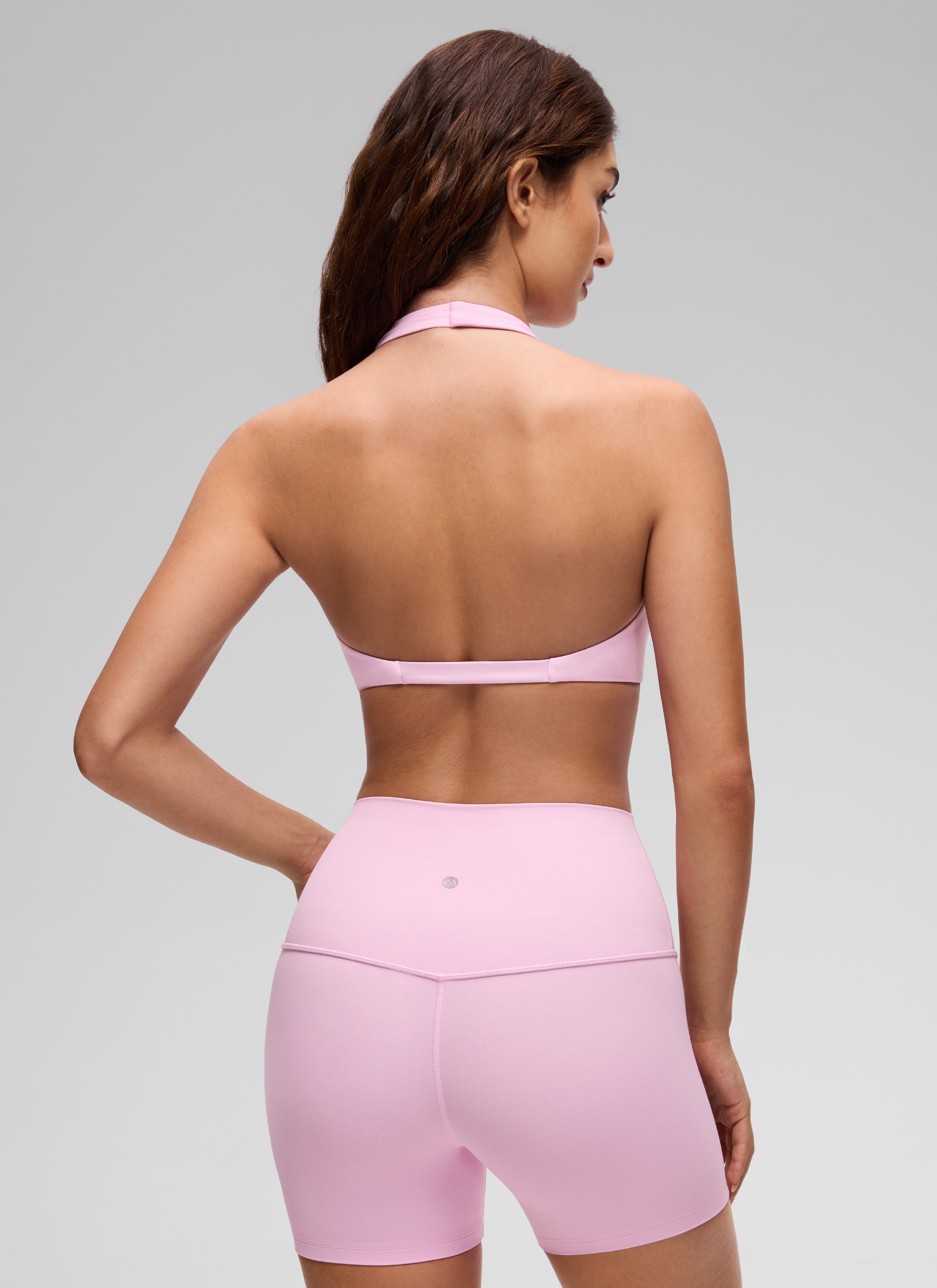 CRZ YOGA Damen Butterluxe Tiefer V-Ausschnitt Twist Halfter Sports BH Vita Rosa