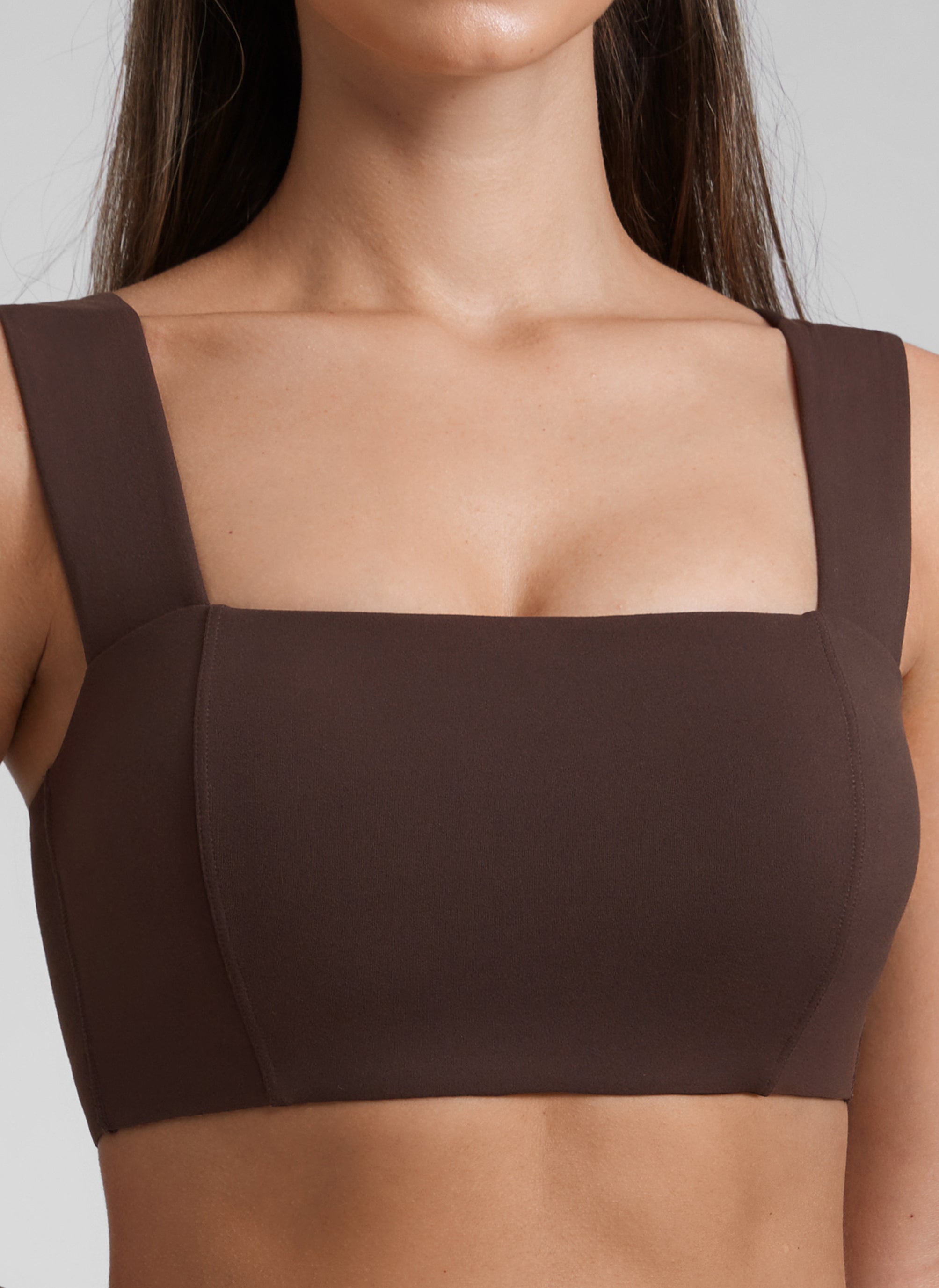 CRZ YOGA Damen Butterluxe Quadratischer Hals Sports BH Heißes Fudge-Brown