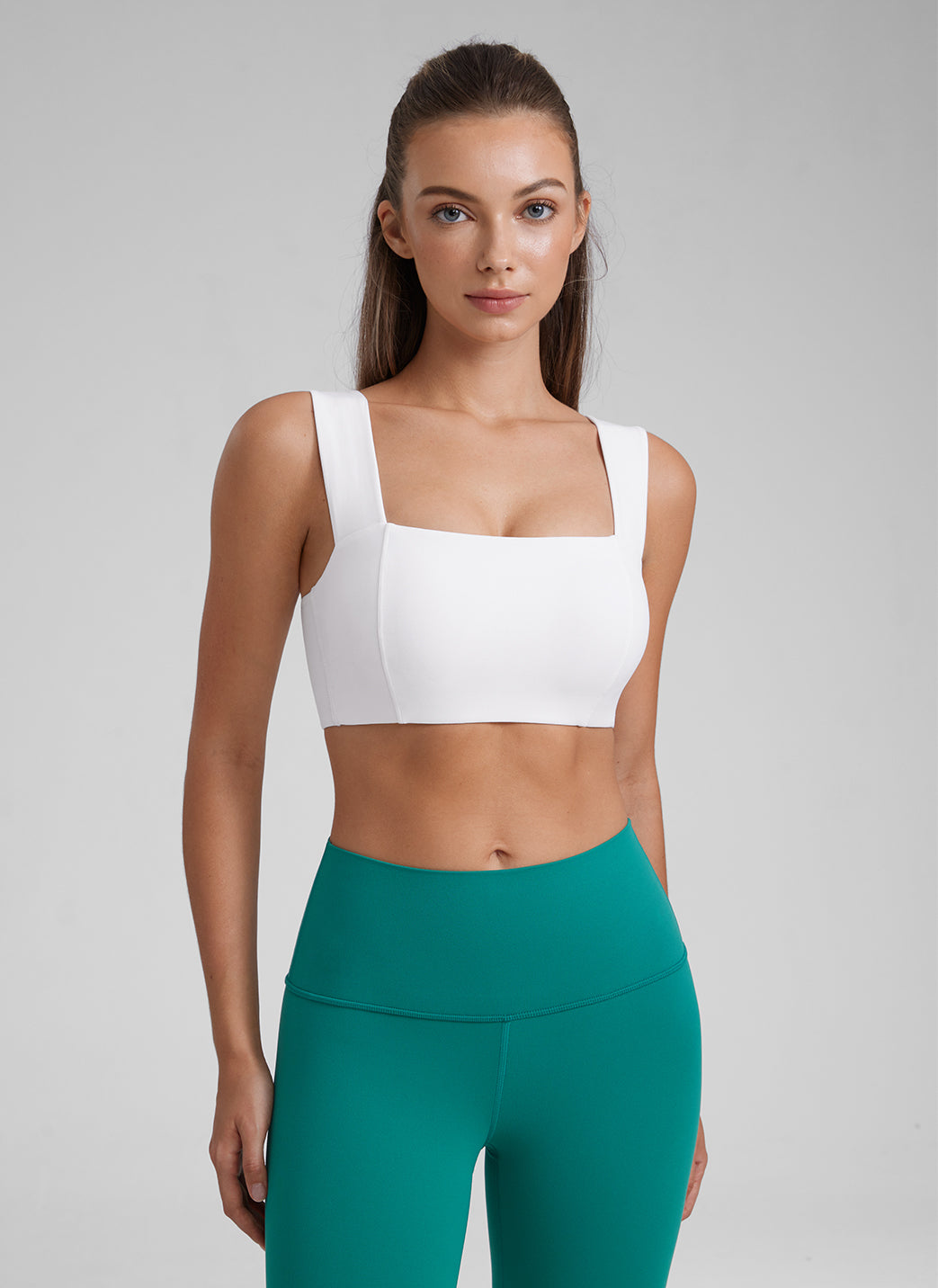 CRZ YOGA Damen Butterluxe Quadratischer Hals Sports BH Weiss