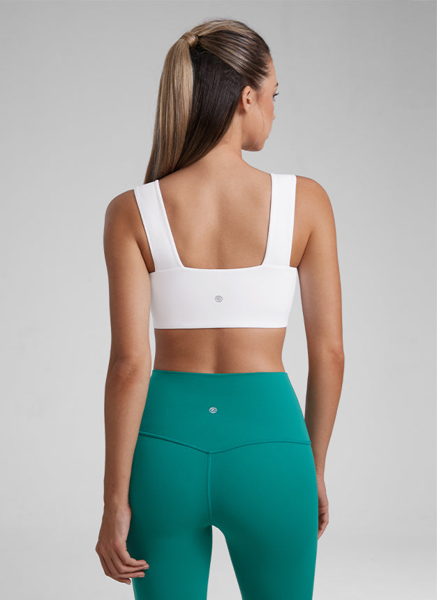 CRZ YOGA Damen Butterluxe Quadratischer Hals Sports BH Weiss