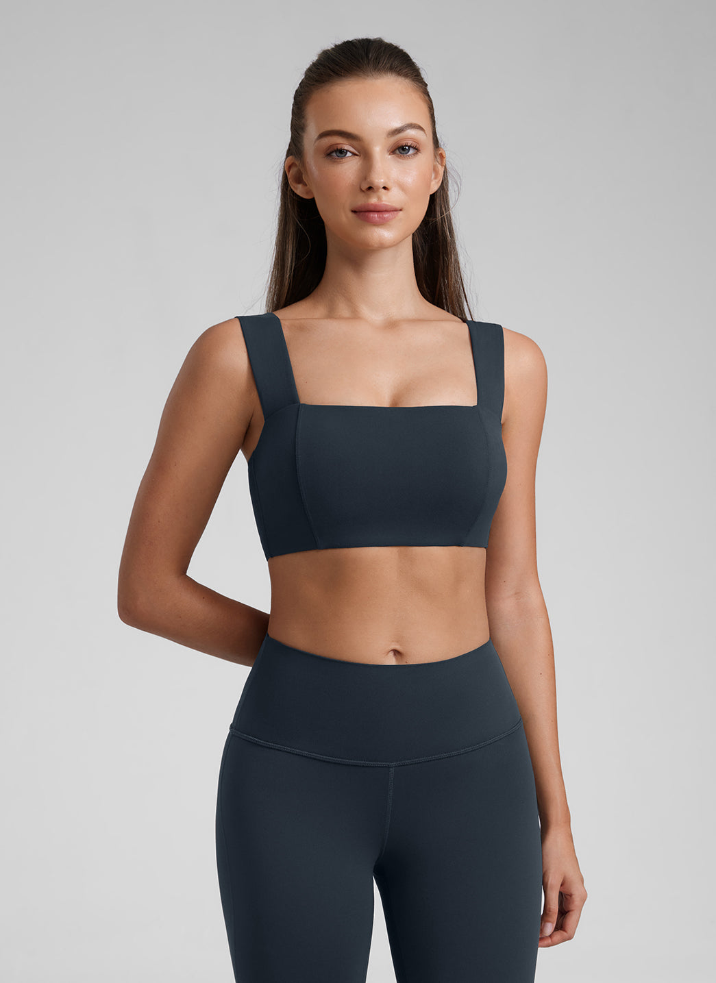 CRZ YOGA Damen Butterluxe Quadratischer Hals Sports BH Echte Marine