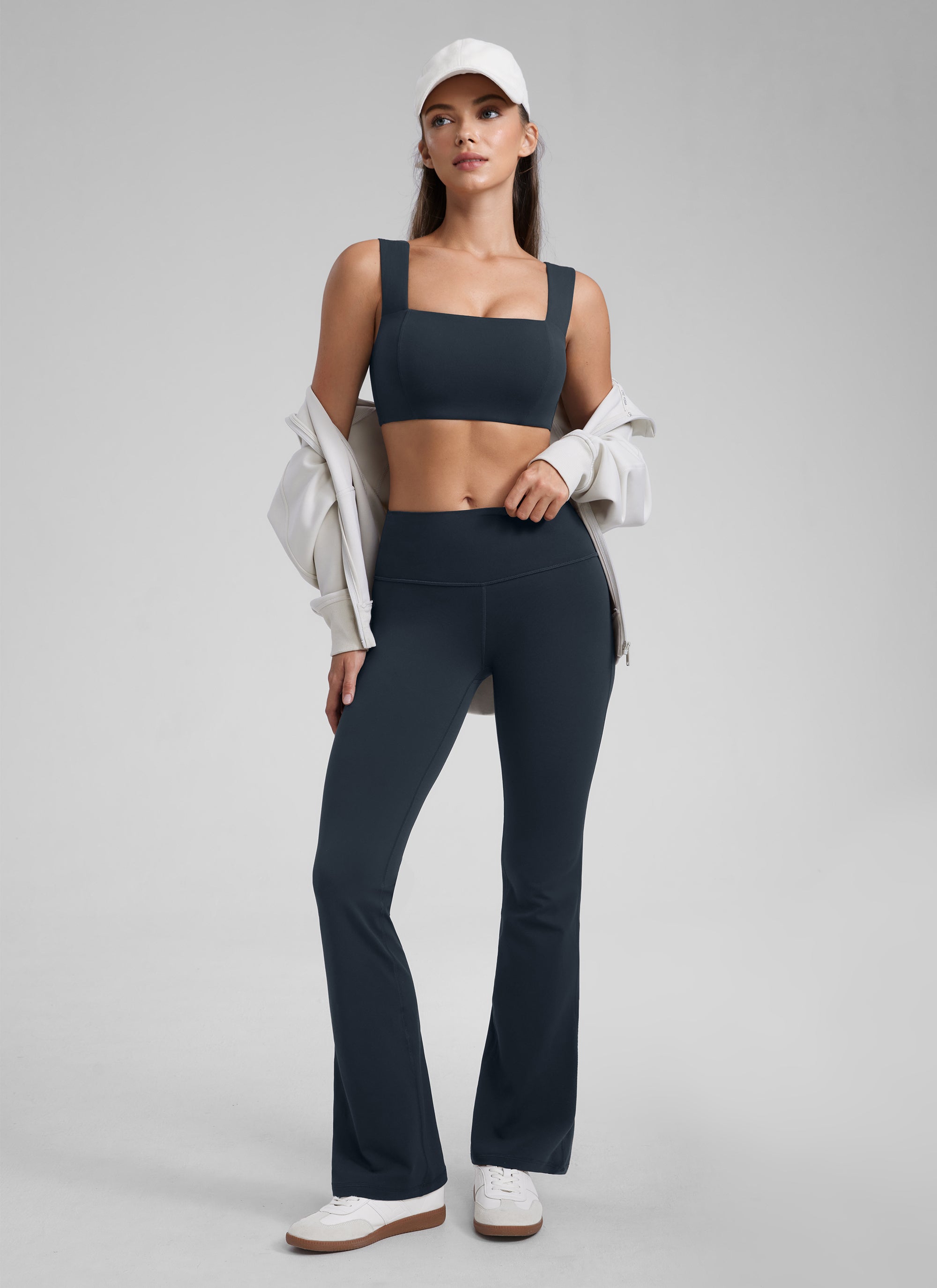 CRZ YOGA Damen Butterluxe Quadratischer Hals Sports BH Echte Marine