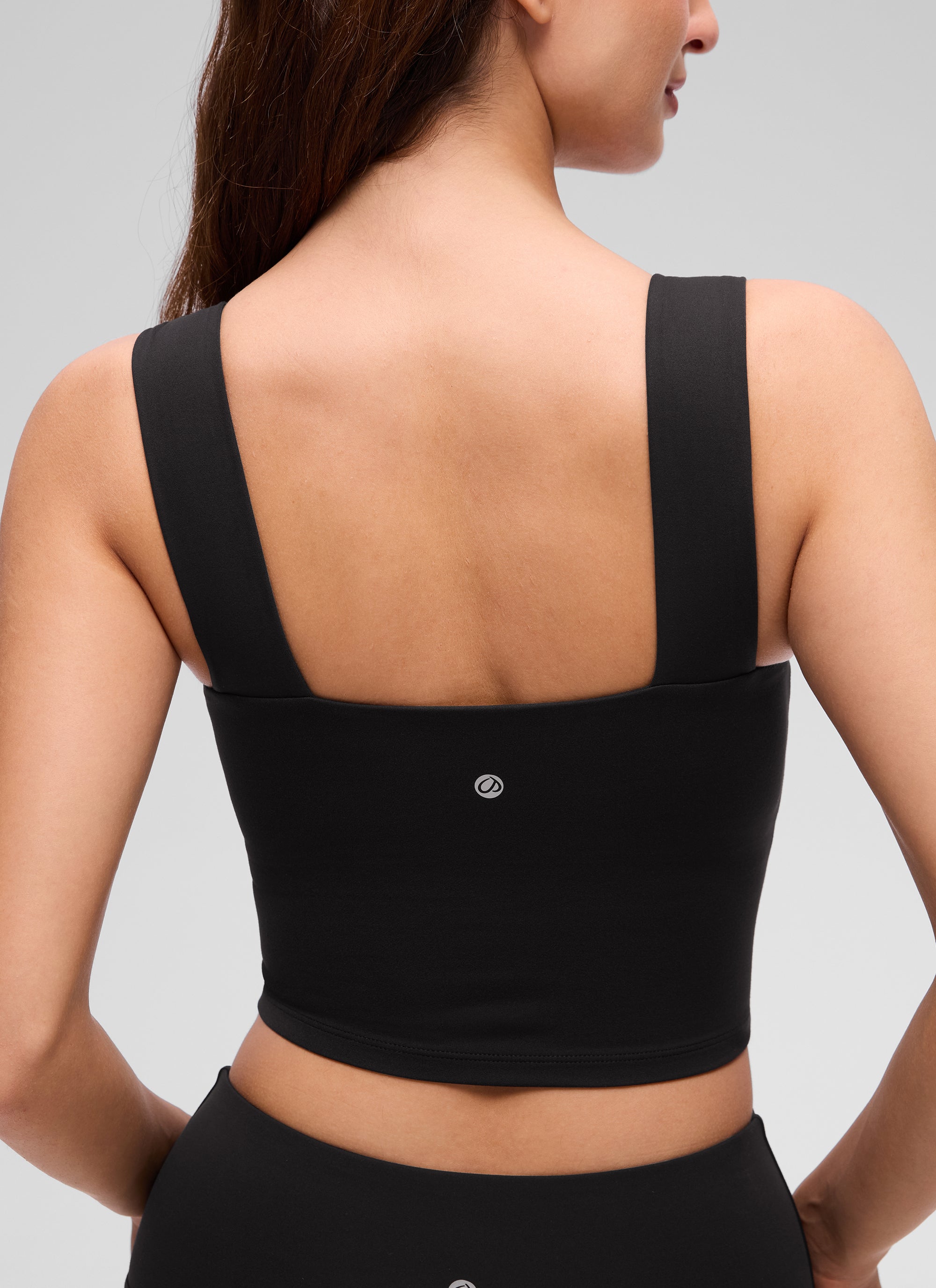 CRZ YOGA Damen Butterluxe Quadratischer Hals Breite Träger Sports BHs Schwarz