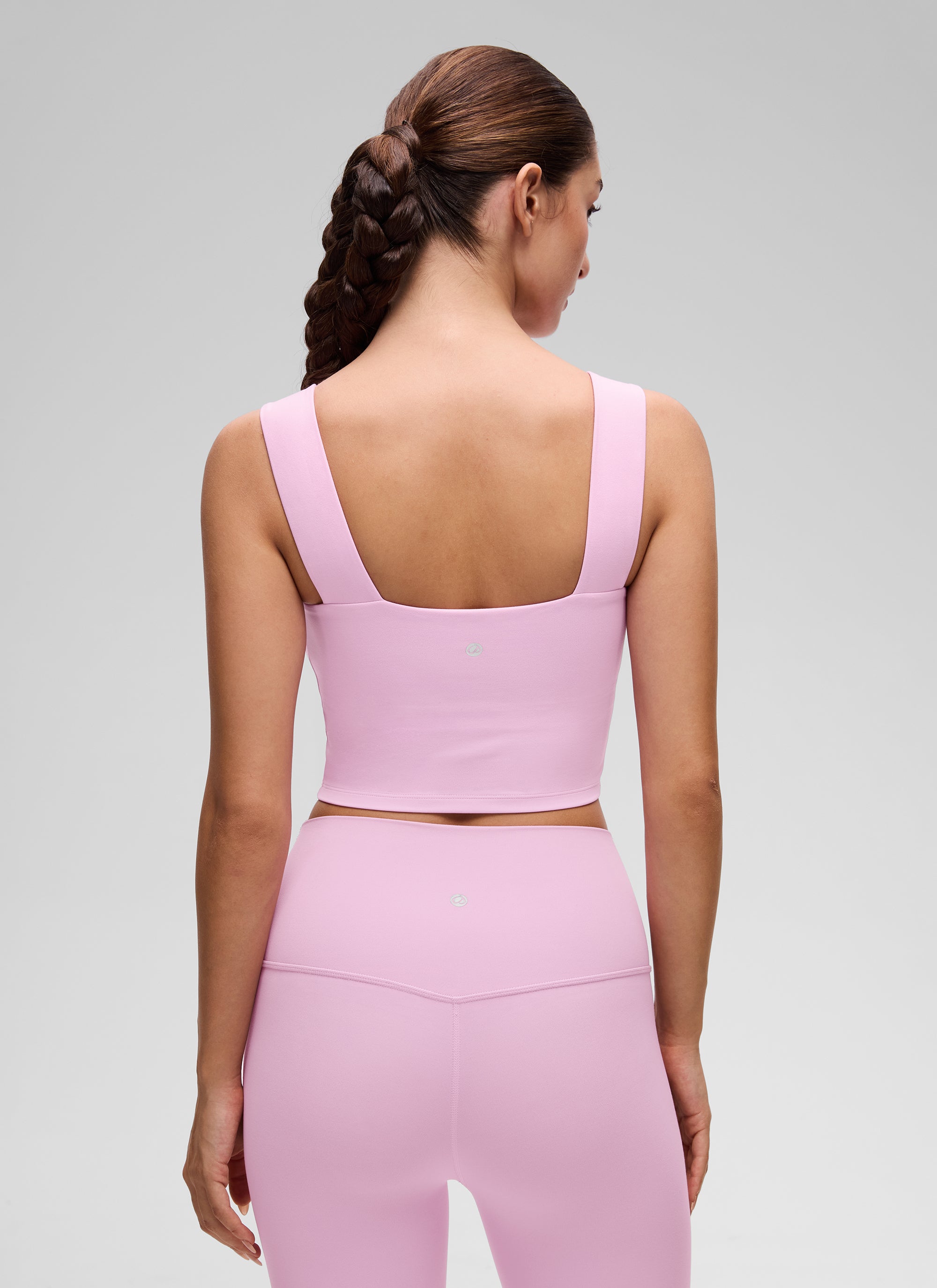 CRZ YOGA Damen Butterluxe Quadratischer Hals Breite Träger Sports BHs Vita Rosa
