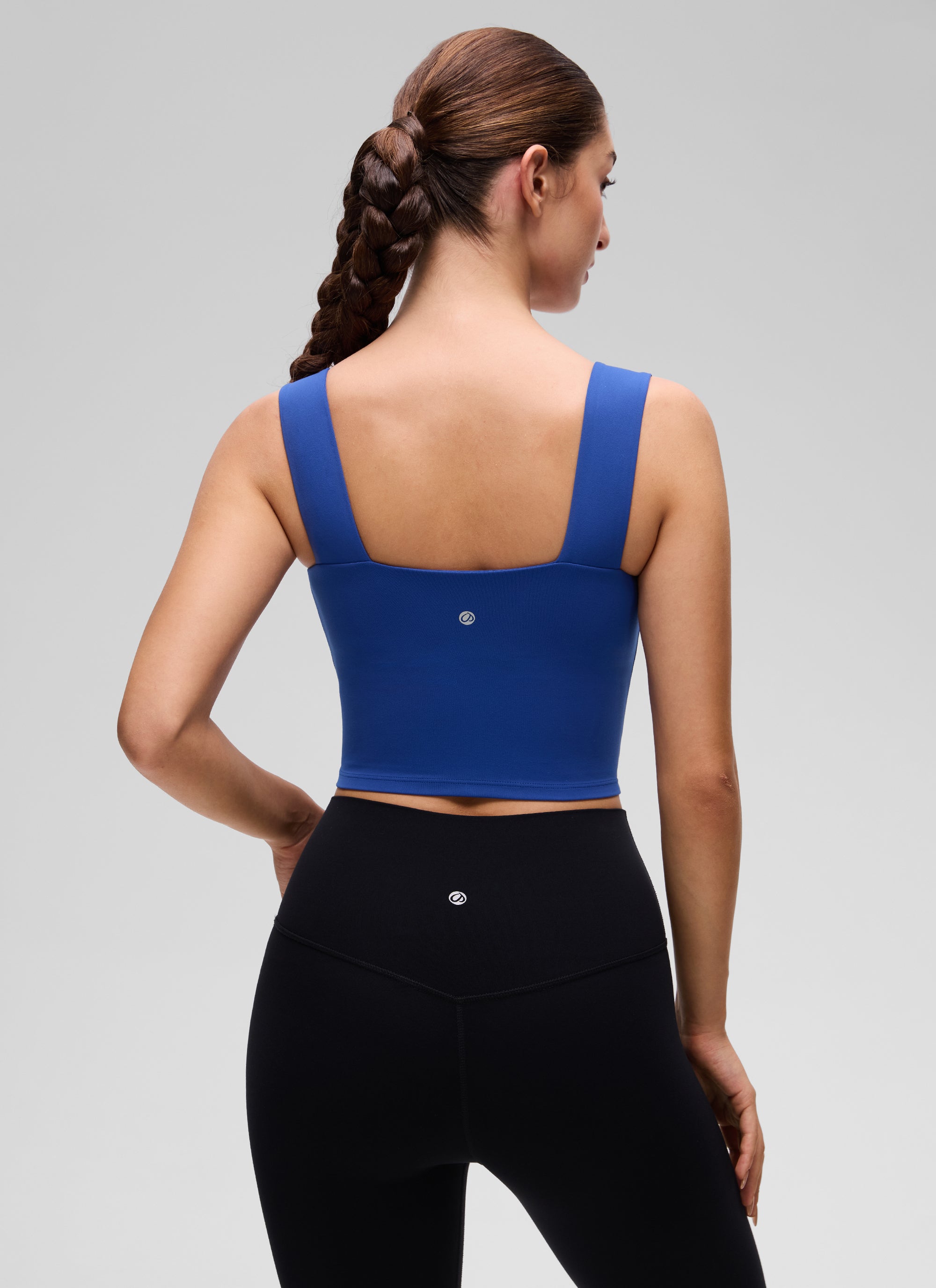 CRZ YOGA Damen Butterluxe Quadratischer Hals Breite Träger Sports BHs Wellen Blau