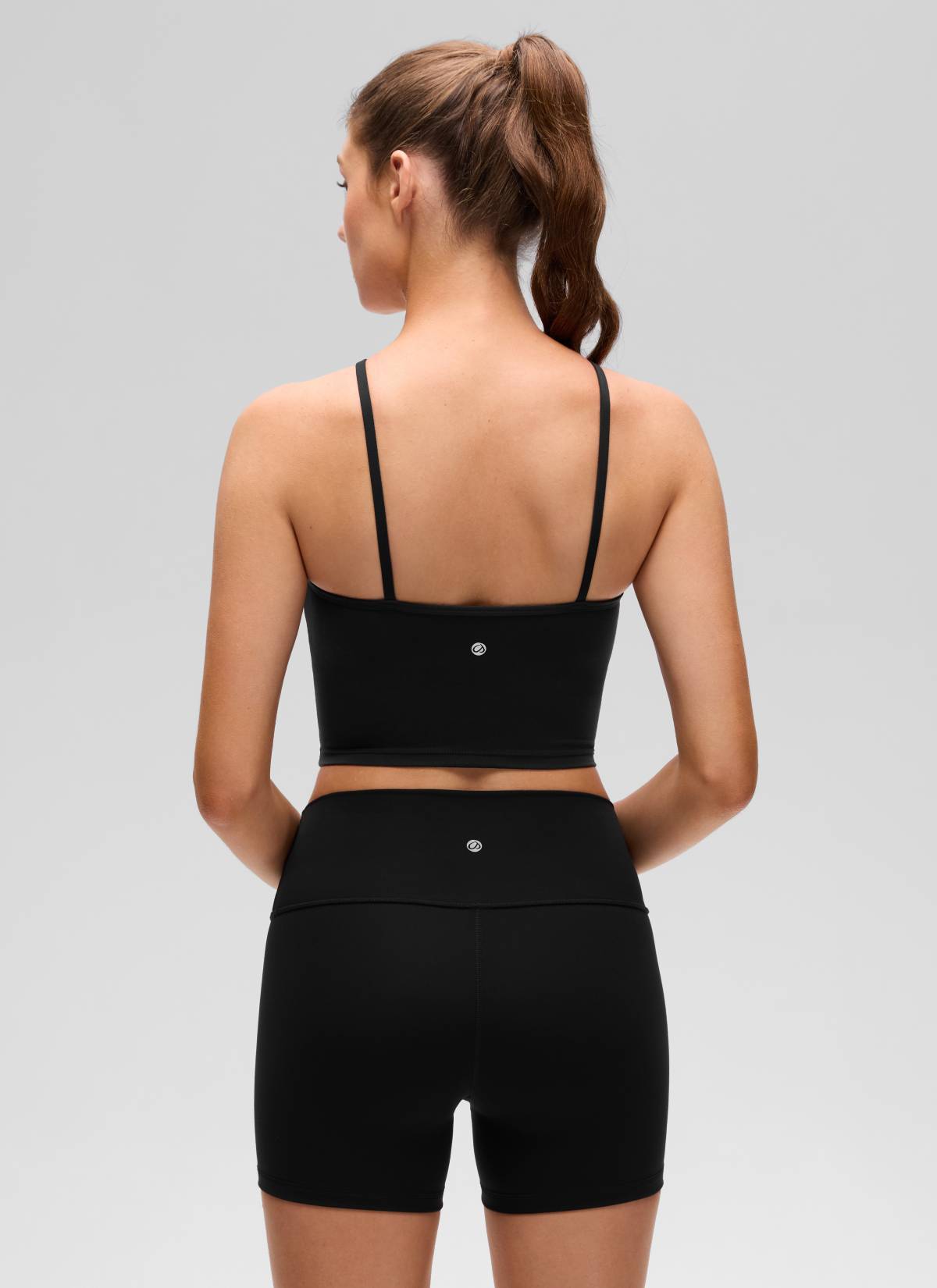 CRZ YOGA Damen Butterluxe Überkreuzter Hals Spaghettiträger Sport BH Schwarz