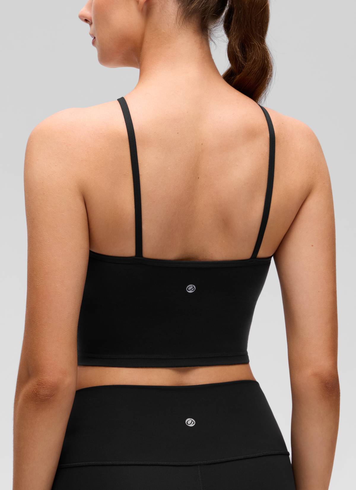 CRZ YOGA Damen Butterluxe Überkreuzter Hals Spaghettiträger Sport BH Schwarz