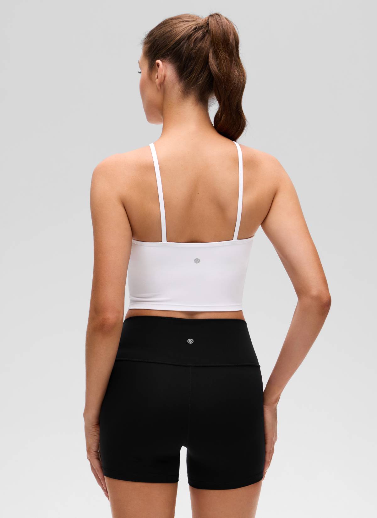 CRZ YOGA Damen Butterluxe Überkreuzter Hals Spaghettiträger Sport BH Weiss