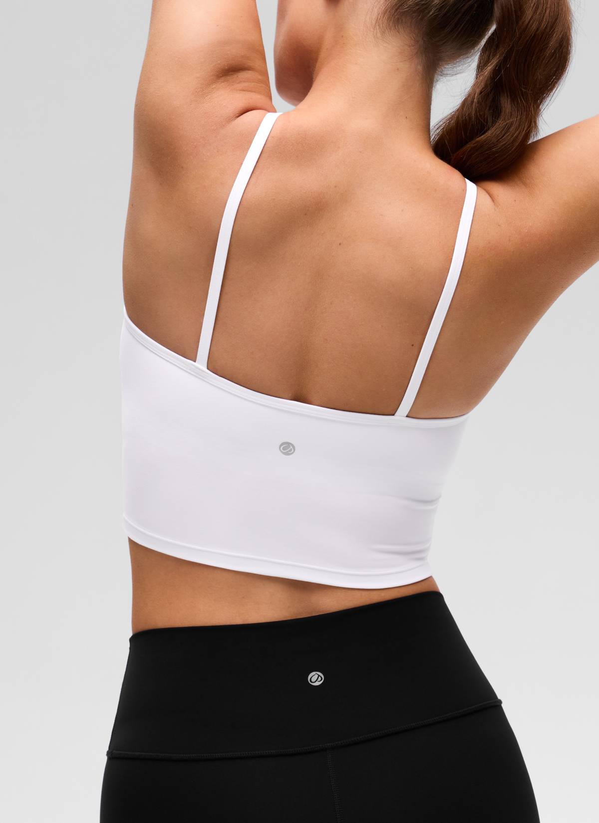 CRZ YOGA Damen Butterluxe Überkreuzter Hals Spaghettiträger Sport BH Weiss