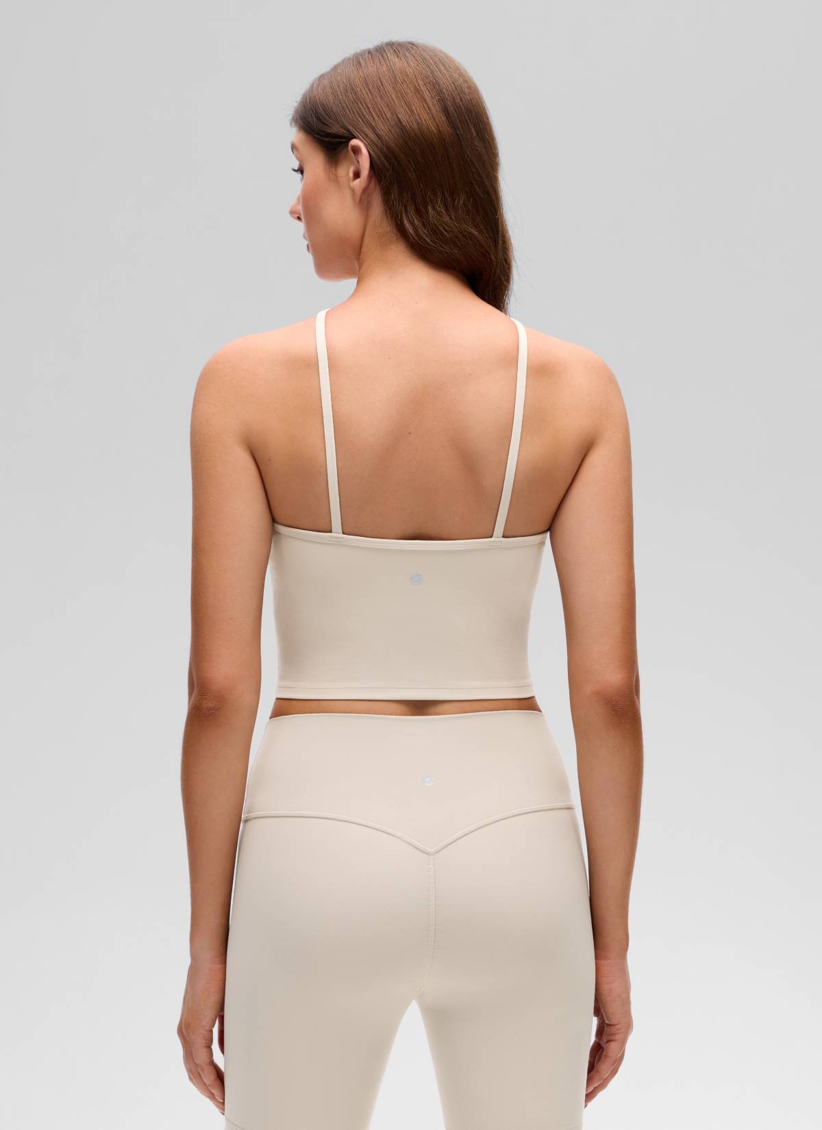 CRZ YOGA Damen Butterluxe Überkreuzter Hals Spaghettiträger Sport BH Mojave-Braun