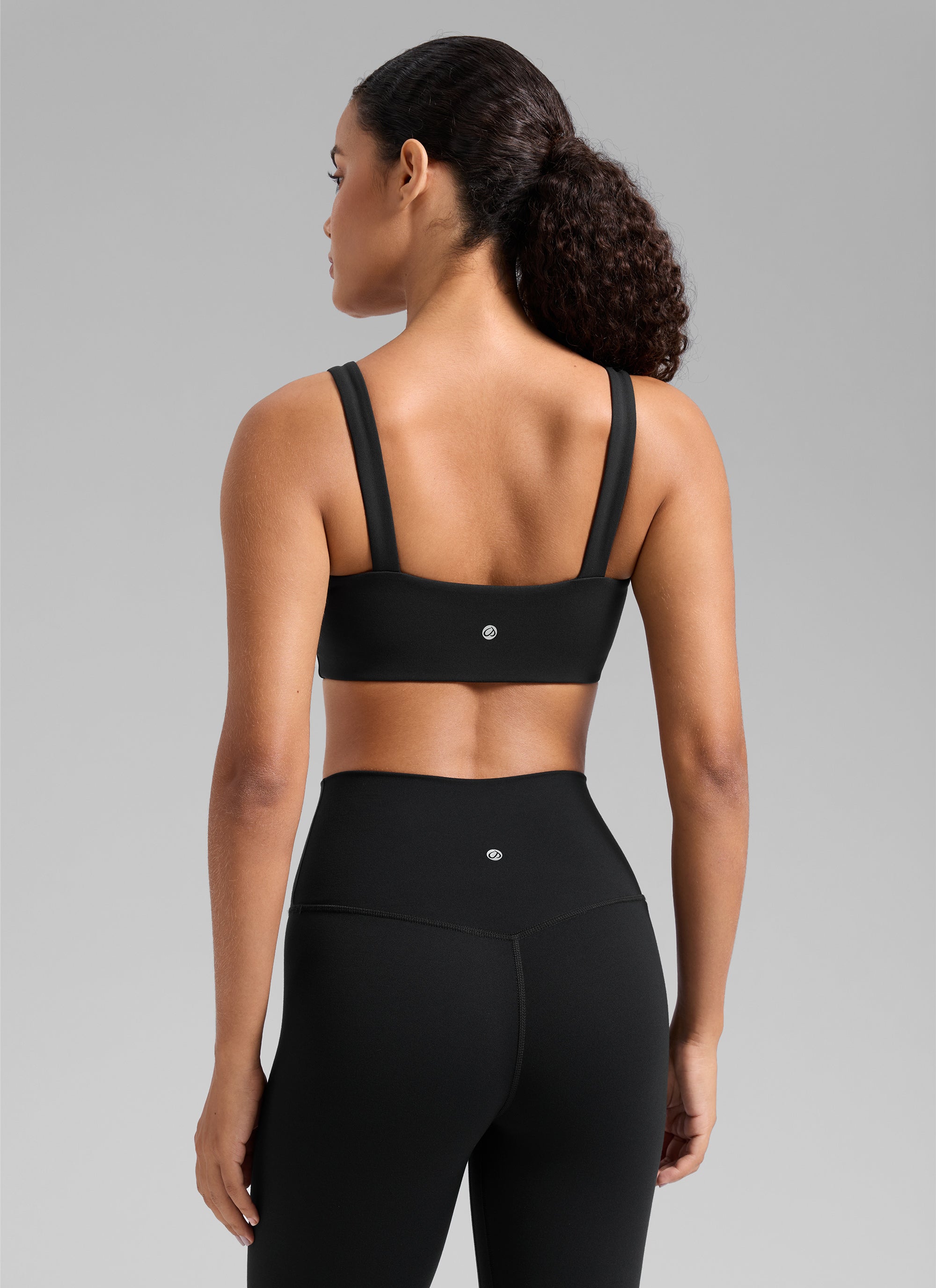 CRZ YOGA Damen Butterlift Quadratischer Hals Unterstützend Sports BH Schwarz