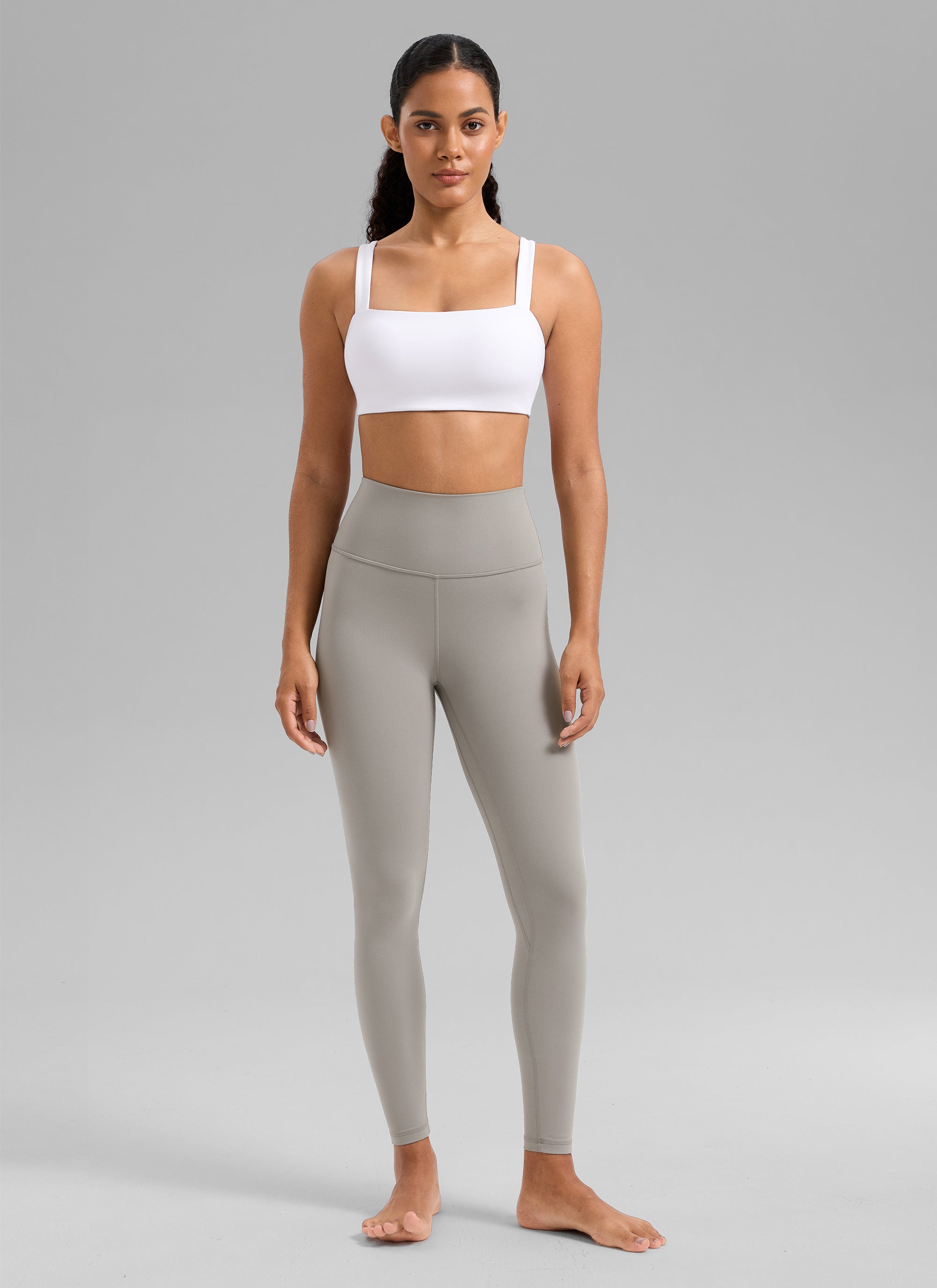 CRZ YOGA Damen Butterlift Quadratischer Hals Unterstützend Sports BH Weiss