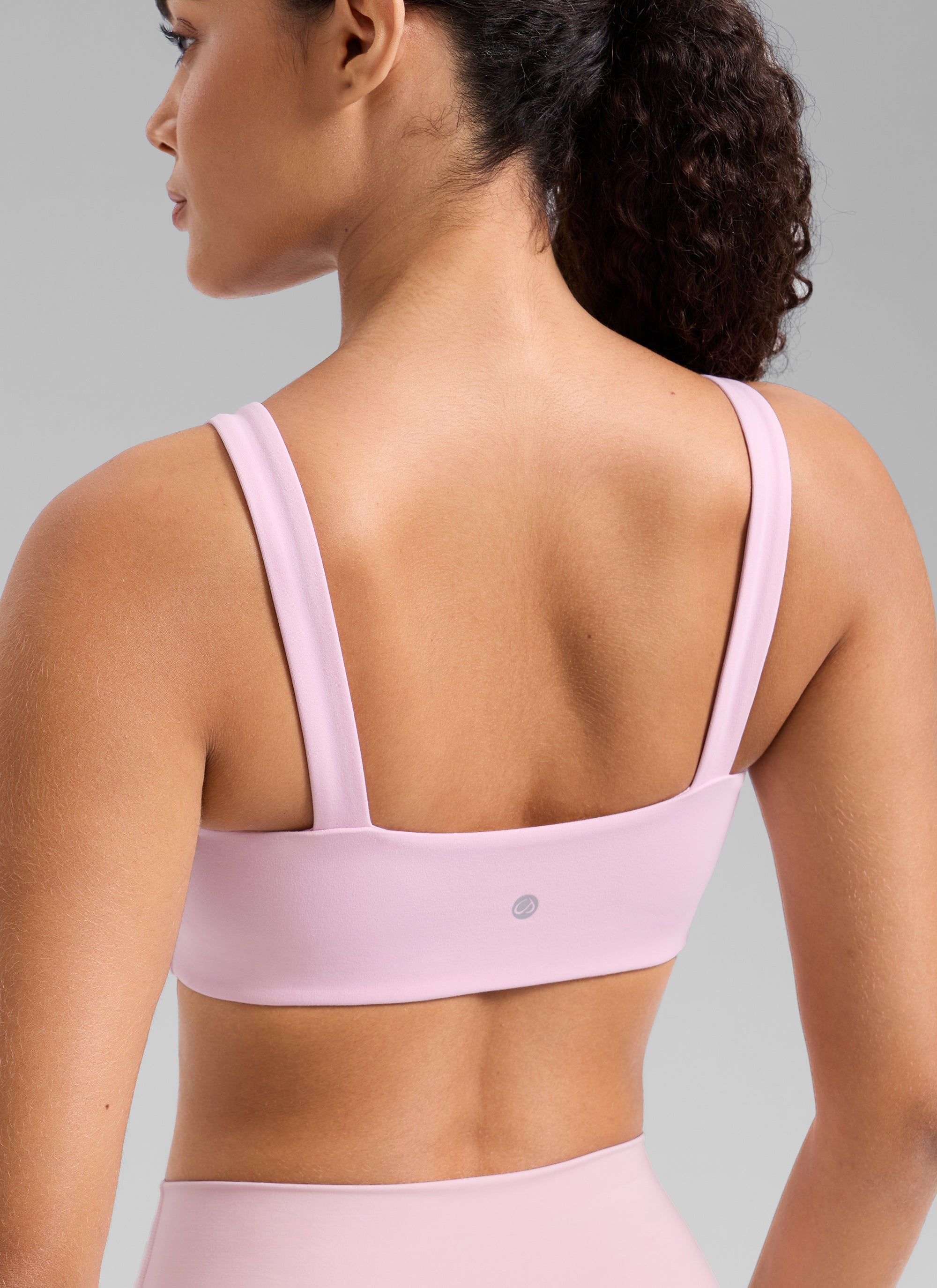 CRZ YOGA Damen Butterlift Quadratischer Hals Unterstützend Sports BH Milchrosa