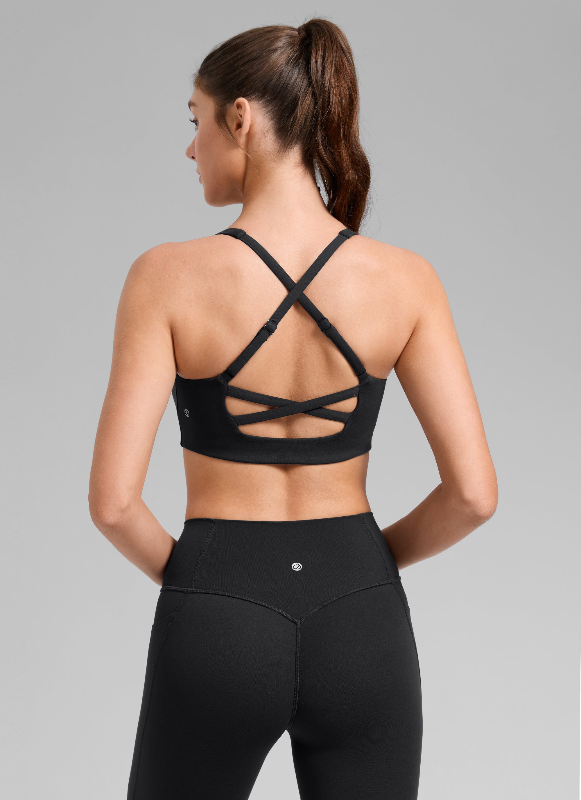CRZ YOGA Damen Butterlift Kreuz Zurück U-Ausschnitt Sports BHs Schwarz
