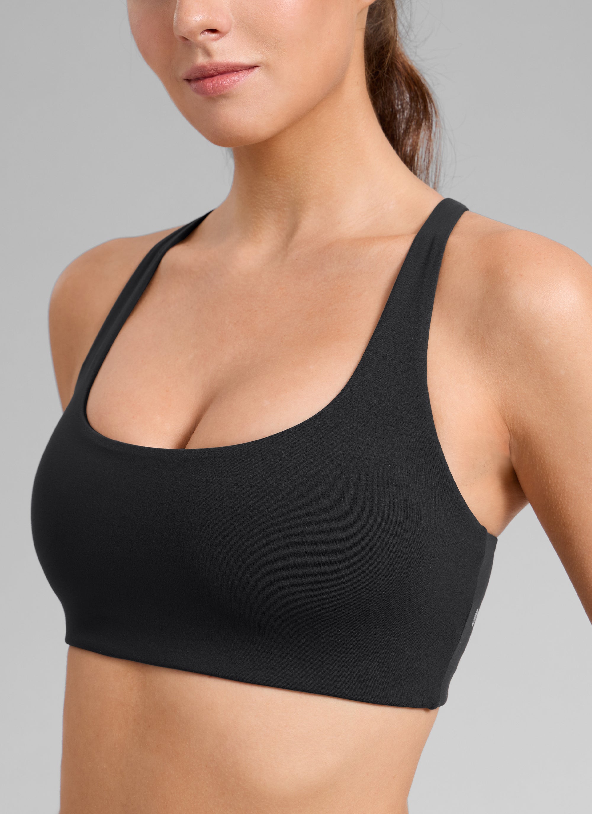 CRZ YOGA Damen Butterlift Kreuz Zurück U-Ausschnitt Sports BHs Schwarz