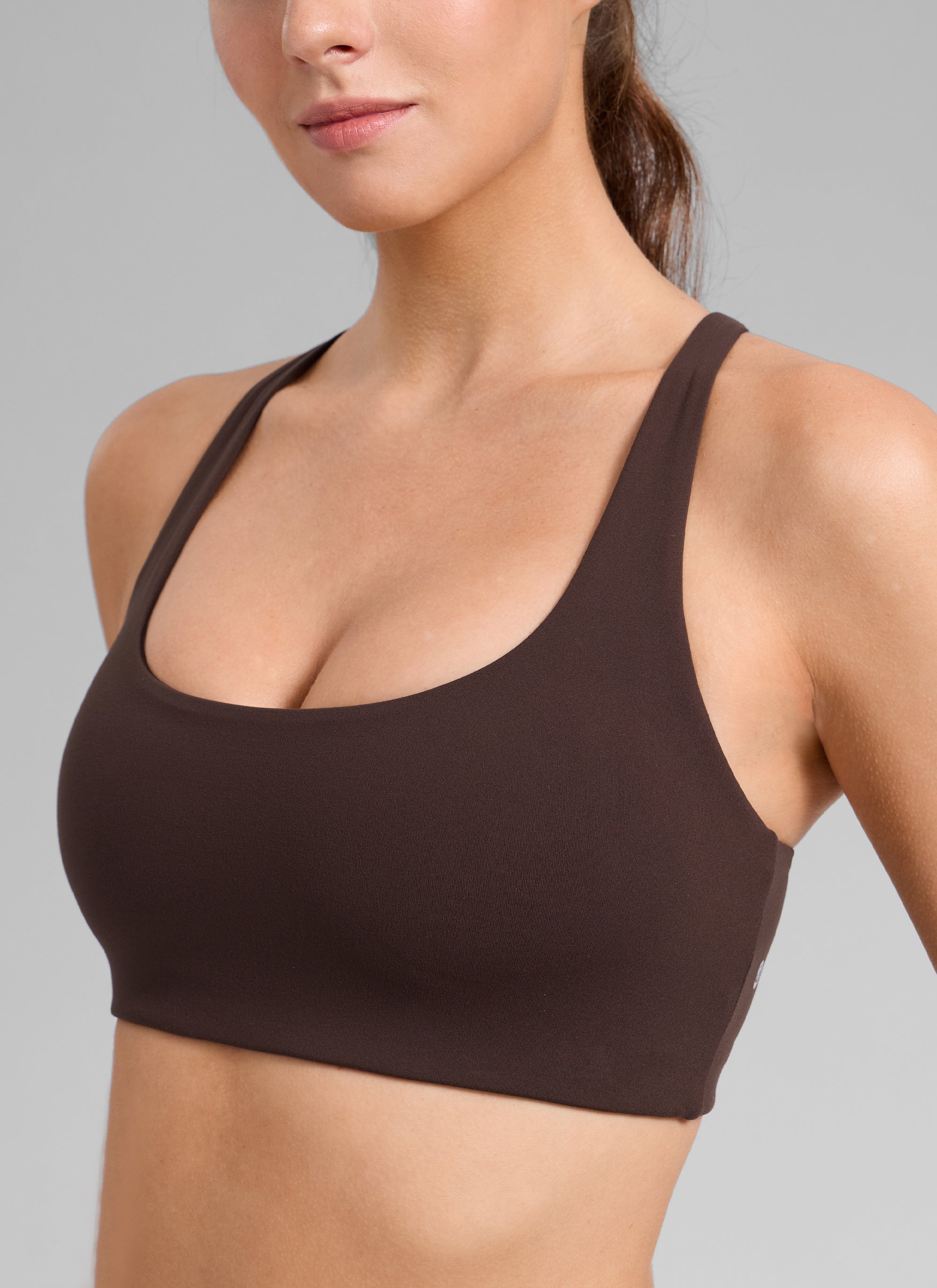 CRZ YOGA Damen Butterlift Kreuz Zurück U-Ausschnitt Sports BHs Heißes Fudge-Brown