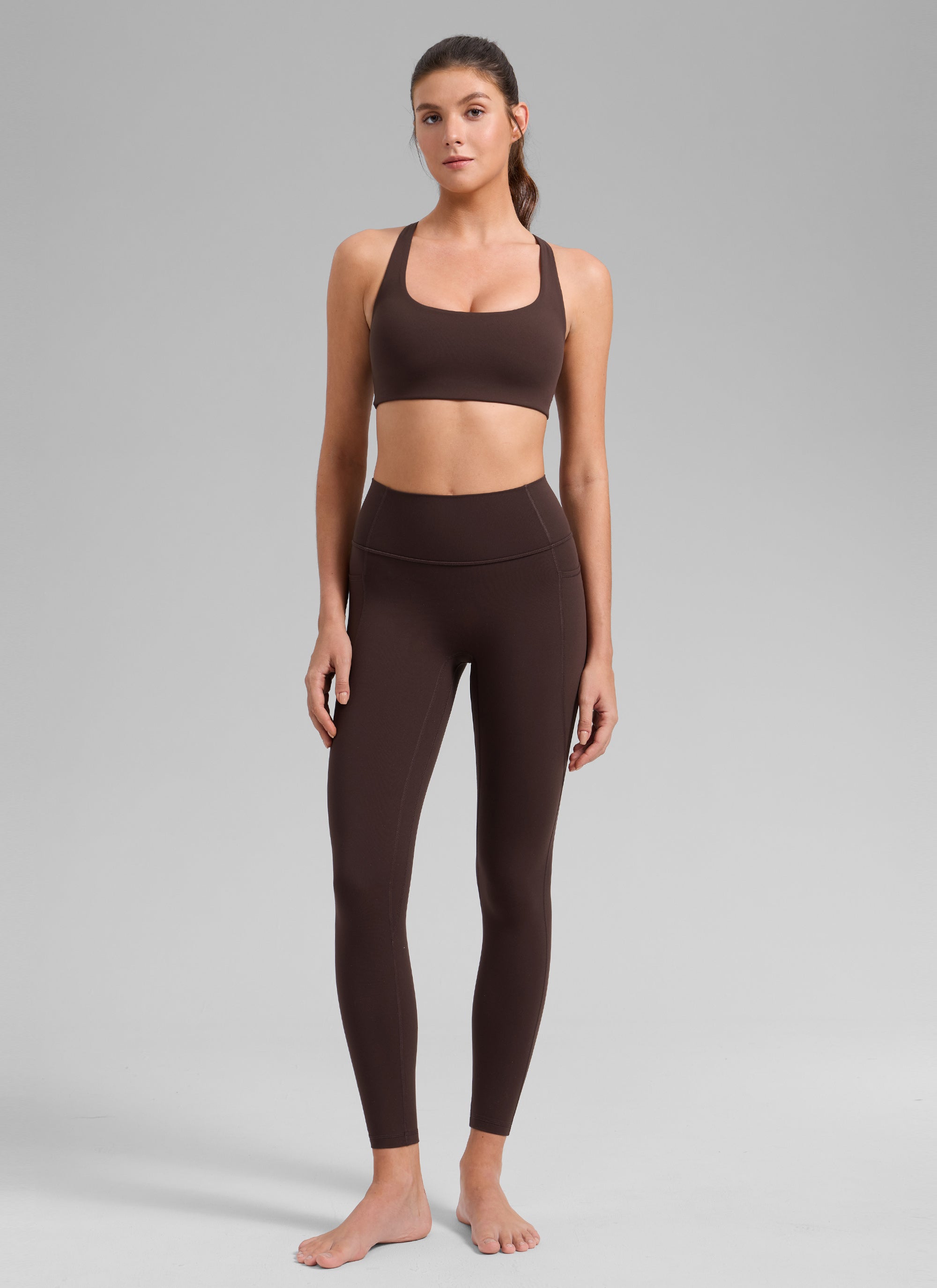 CRZ YOGA Damen Butterlift Kreuz Zurück U-Ausschnitt Sports BHs Heißes Fudge-Brown