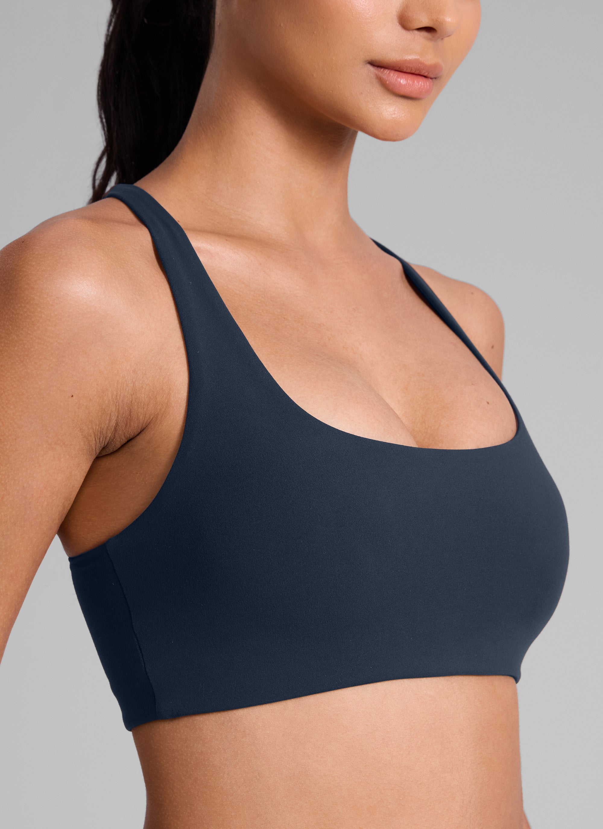 CRZ YOGA Damen Butterlift Kreuz Zurück U-Ausschnitt Sports BHs Dämmerungsblau