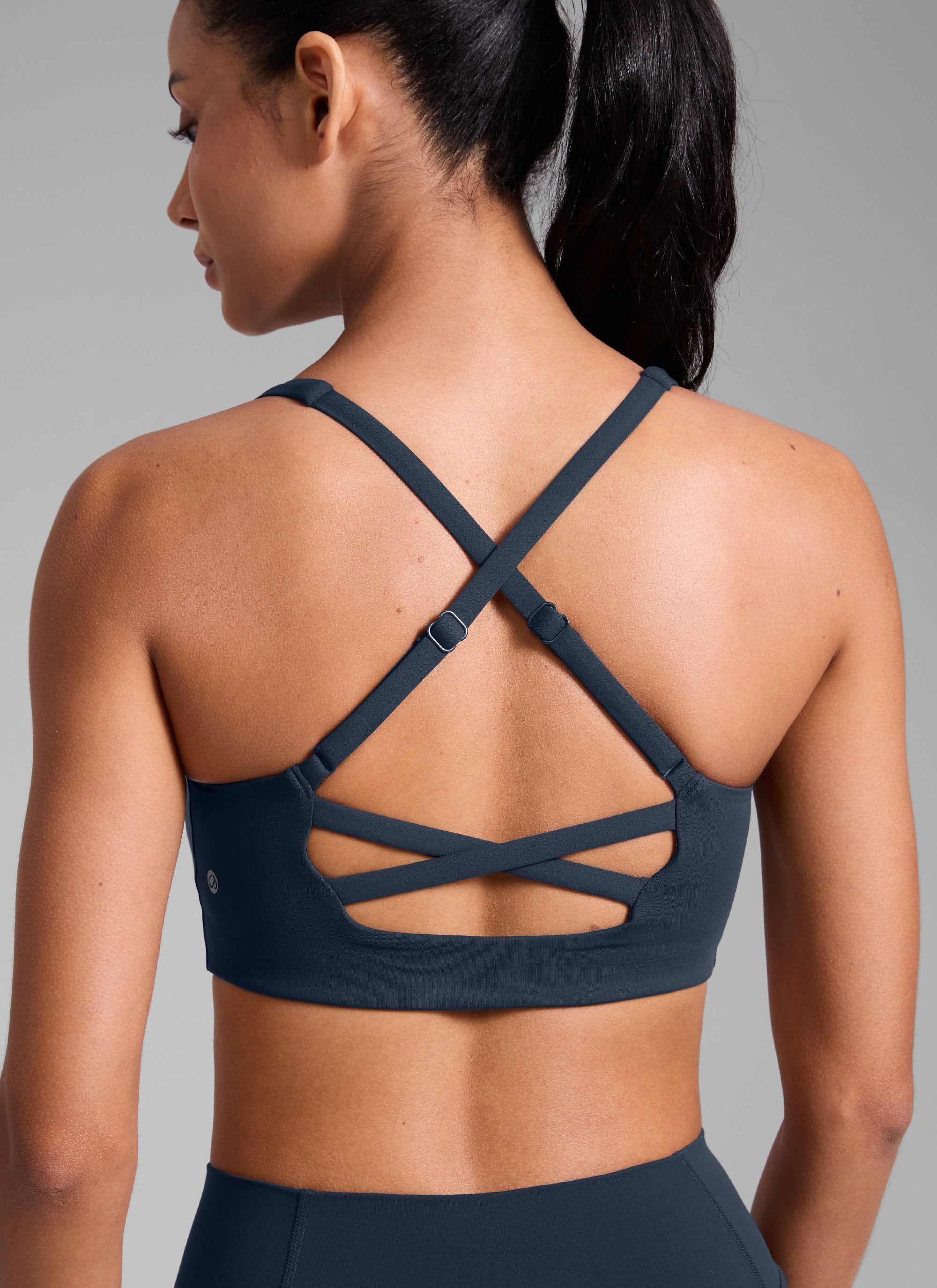 CRZ YOGA Damen Butterlift Kreuz Zurück U-Ausschnitt Sports BHs Dämmerungsblau