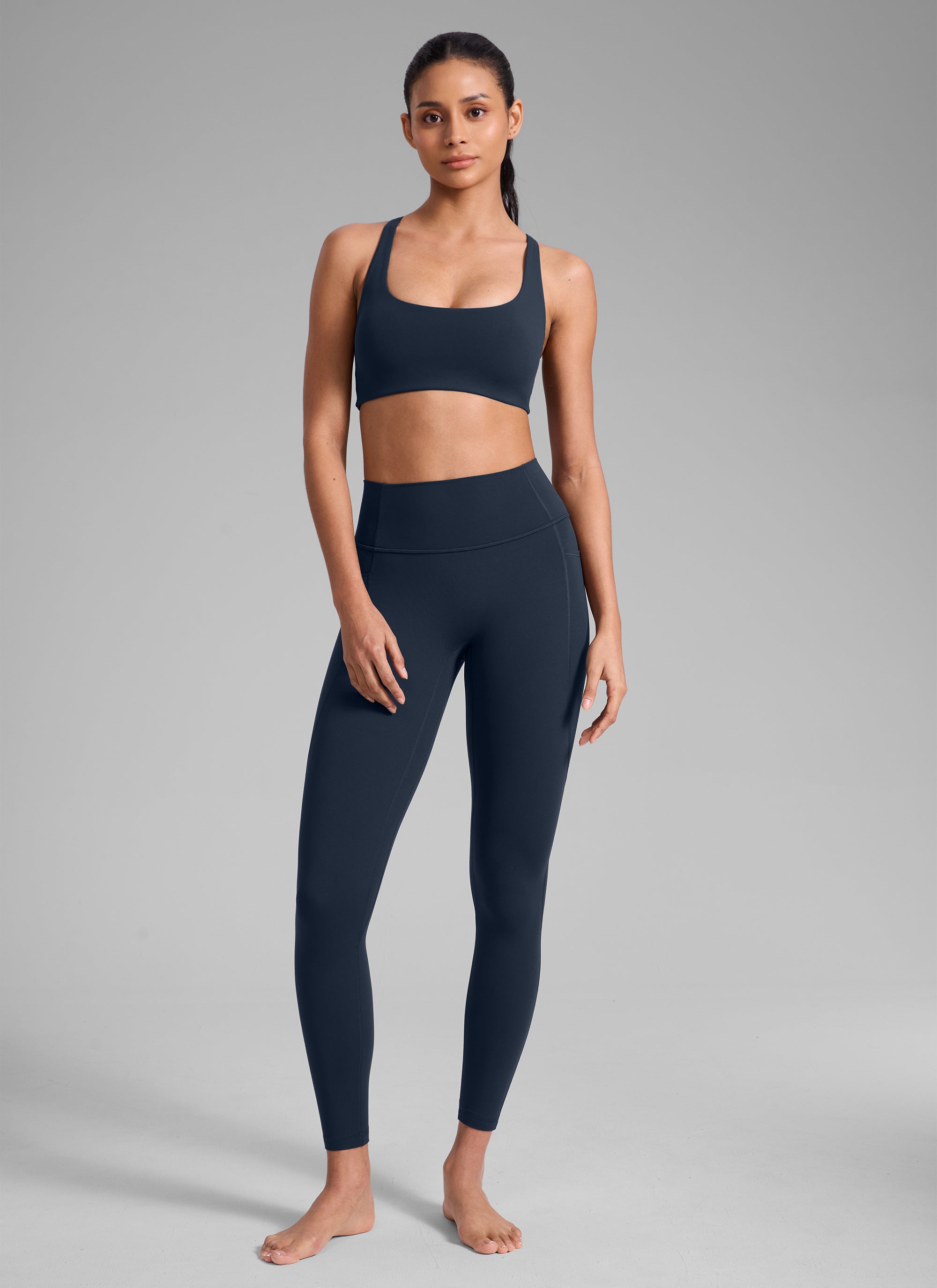 CRZ YOGA Damen Butterlift Kreuz Zurück U-Ausschnitt Sports BHs Dämmerungsblau