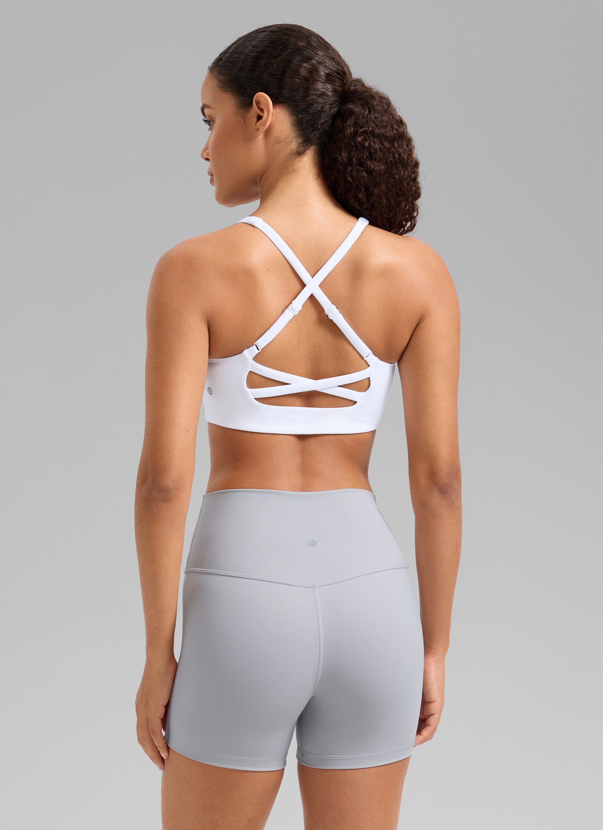 CRZ YOGA Damen Butterlift Kreuz Zurück U-Ausschnitt Sports BHs Weiss