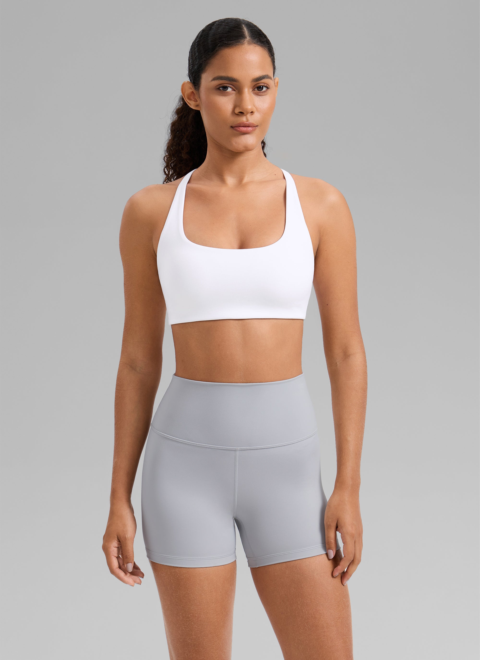CRZ YOGA Damen Butterlift Kreuz Zurück U-Ausschnitt Sports BHs Weiss