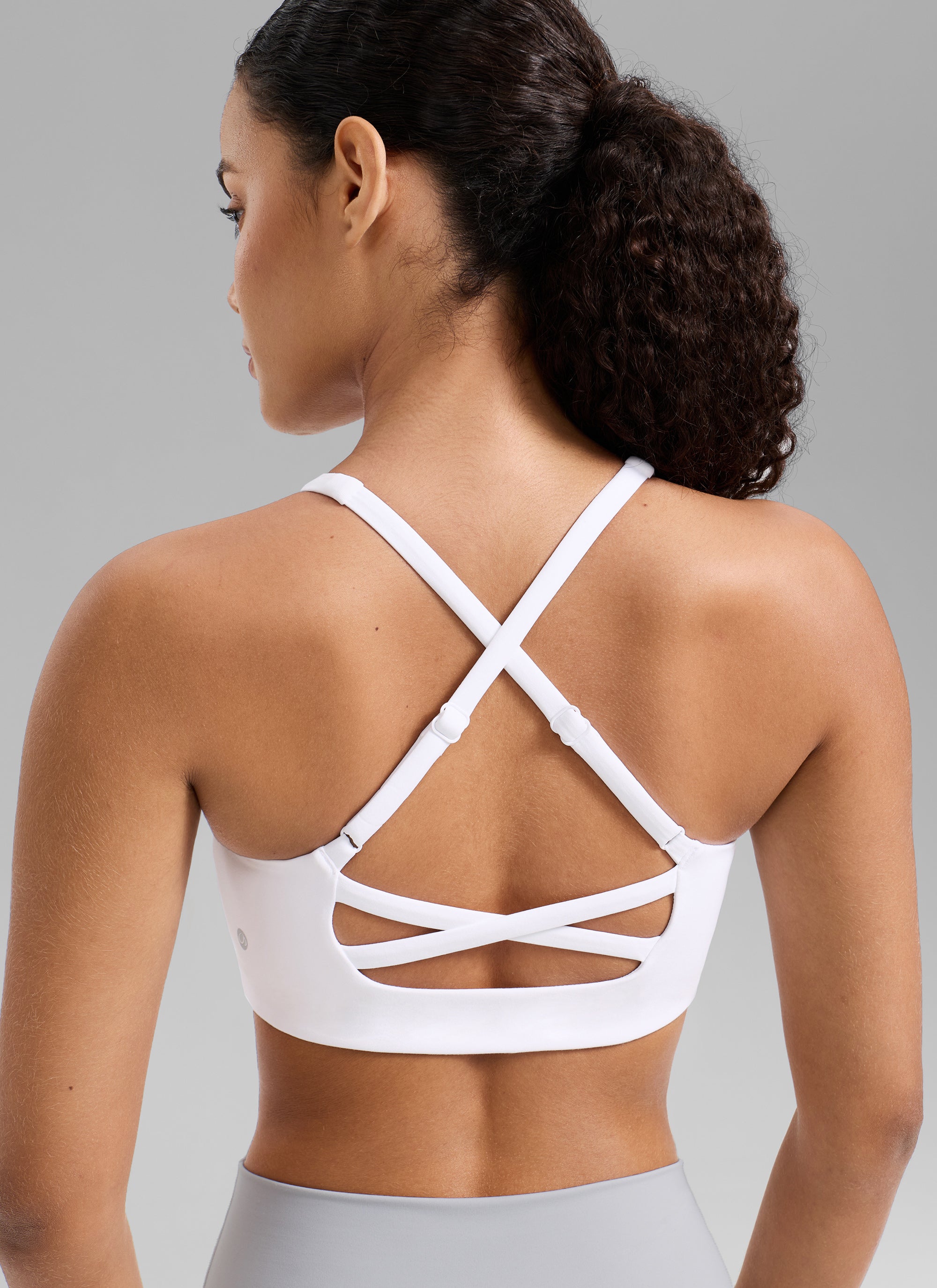 CRZ YOGA Damen Butterlift Kreuz Zurück U-Ausschnitt Sports BHs Weiss