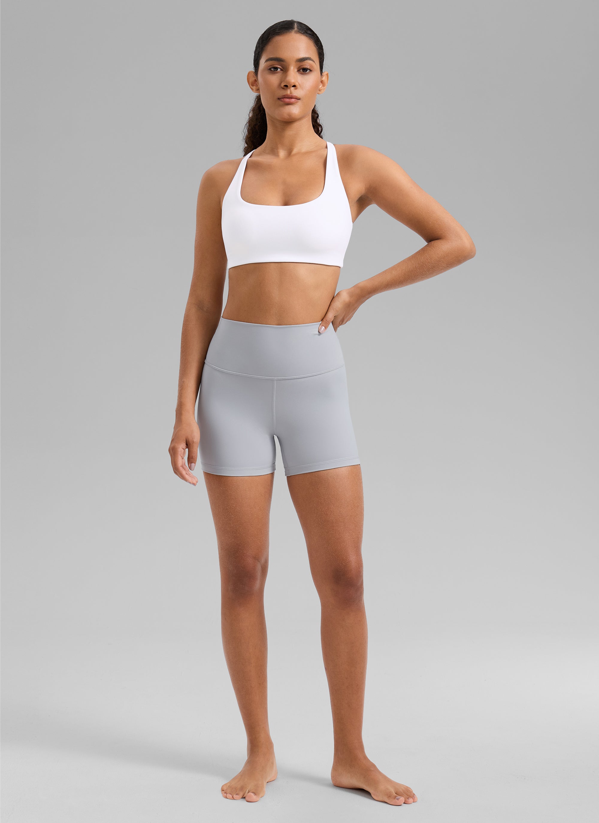 CRZ YOGA Damen Butterlift Kreuz Zurück U-Ausschnitt Sports BHs Weiss