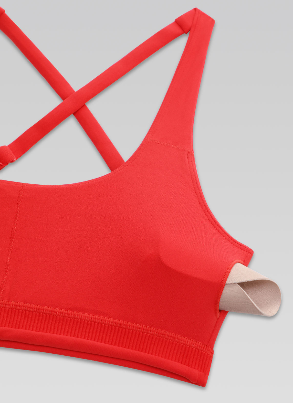 CRZ YOGA Damen Butterlift Kreuz Zurück U-Ausschnitt Sports BHs Tiefrot