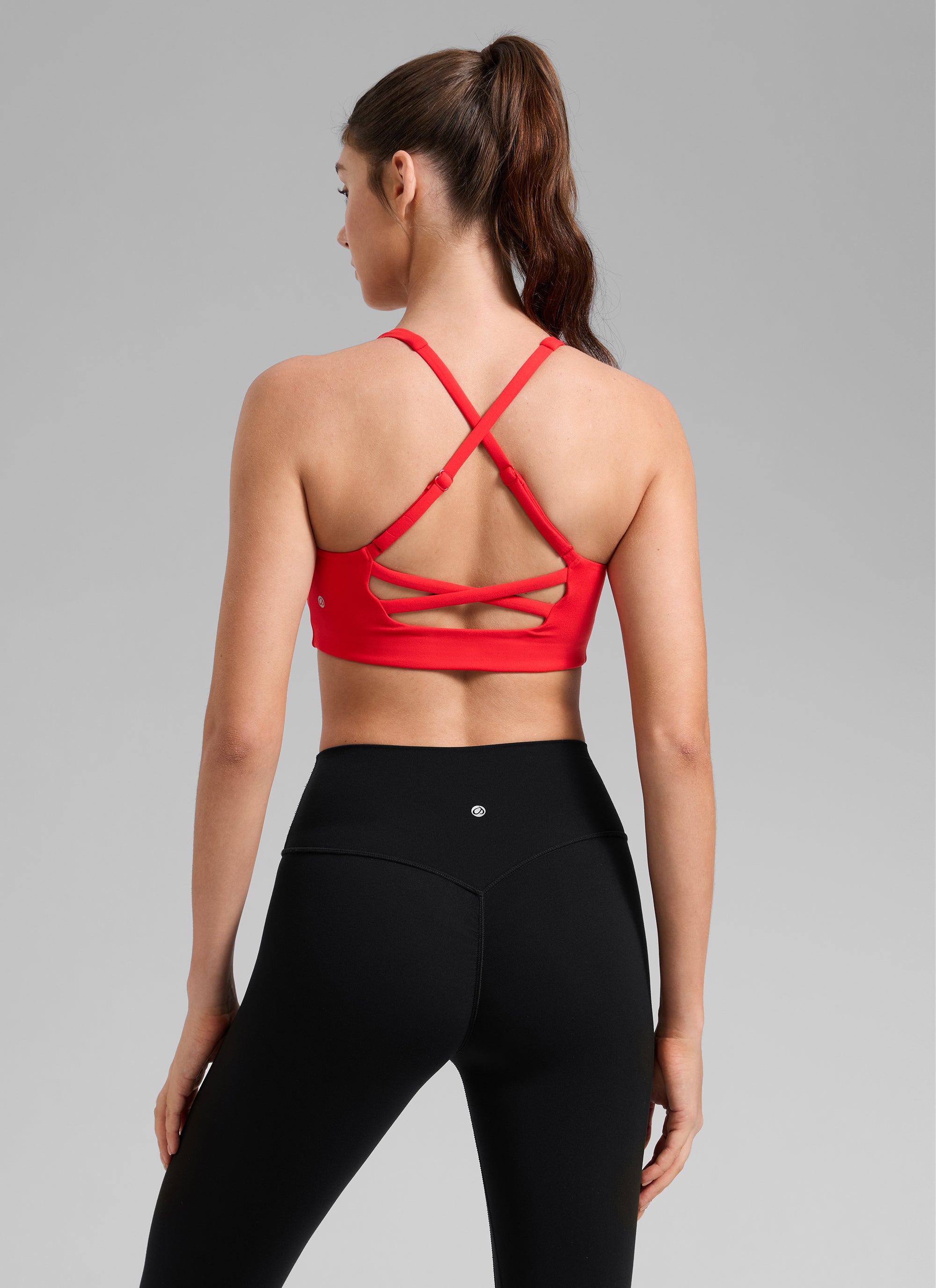 CRZ YOGA Damen Butterlift Kreuz Zurück U-Ausschnitt Sports BHs Tiefrot