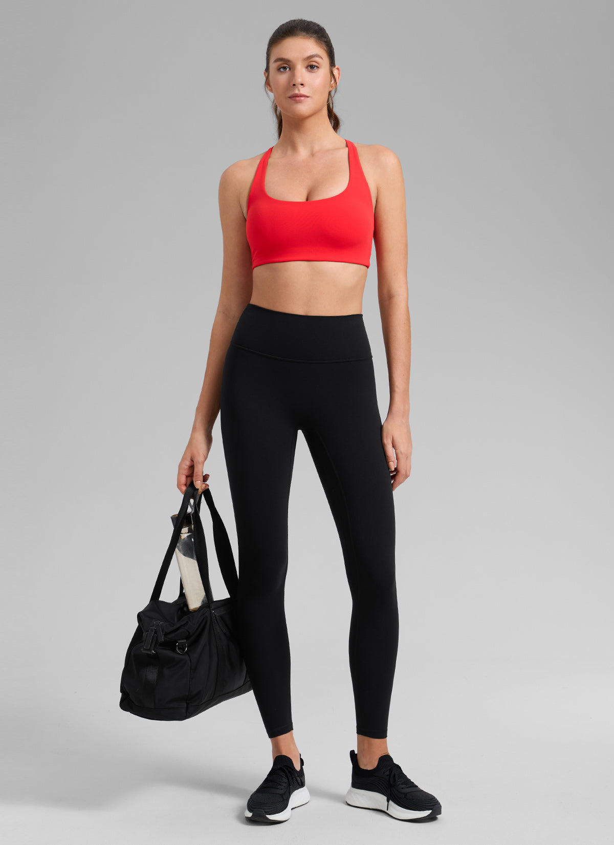 CRZ YOGA Damen Butterlift Kreuz Zurück U-Ausschnitt Sports BHs Tiefrot