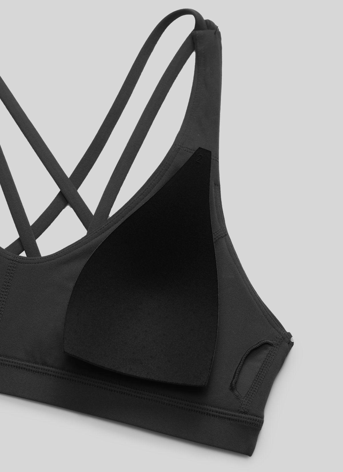 CRZ YOGA Damen Butterlift Riemchen BH Niedriger Schnitt U-Ausschnitt Schwarz